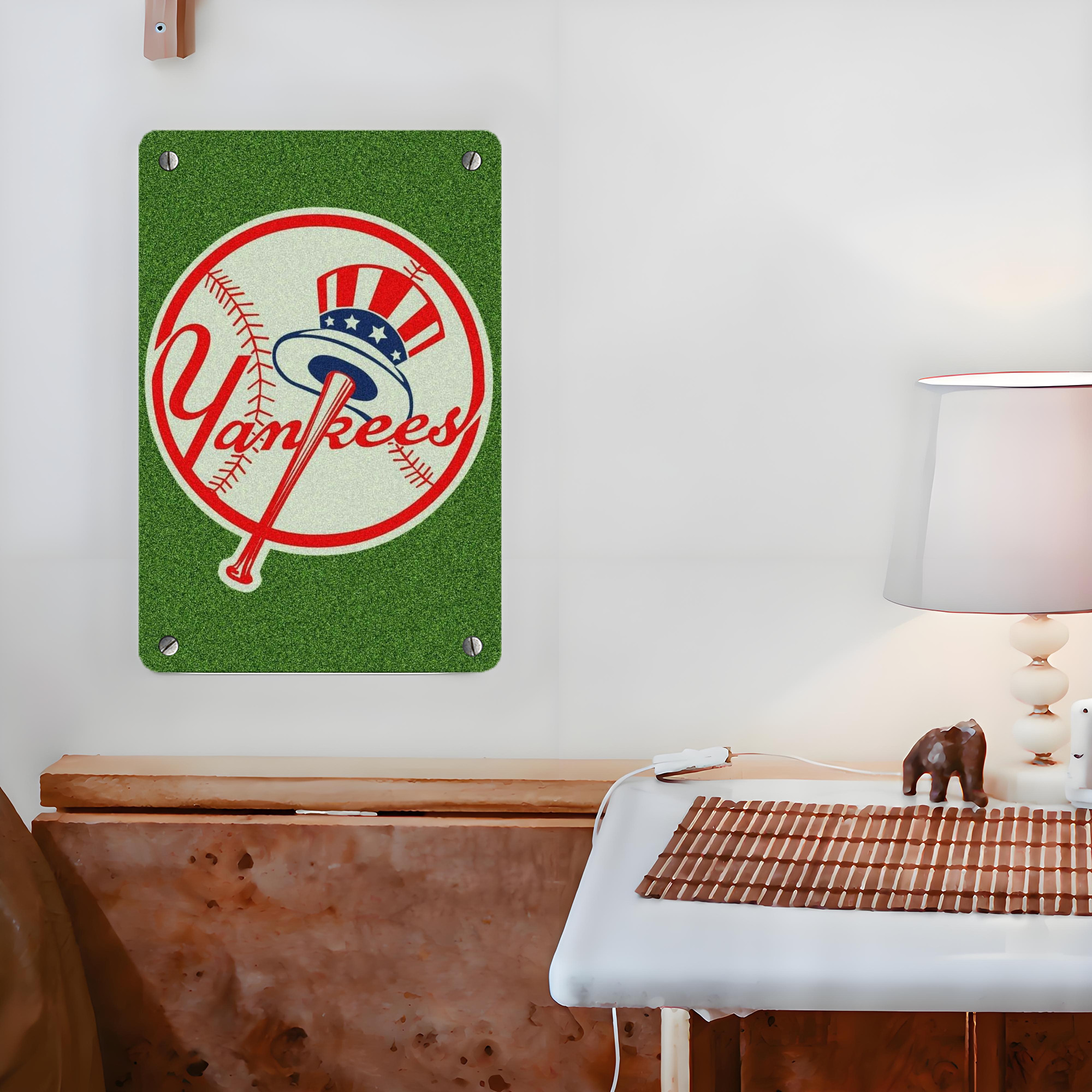 New York Yankees Logo Metal Tin Sign 8x12inch - High-Quality Full-Print Decorative Wall Art, Durable Rust-Resistant Metal Plaque For Living Room, Bedroom, Kitchen, Office, Bar Décor