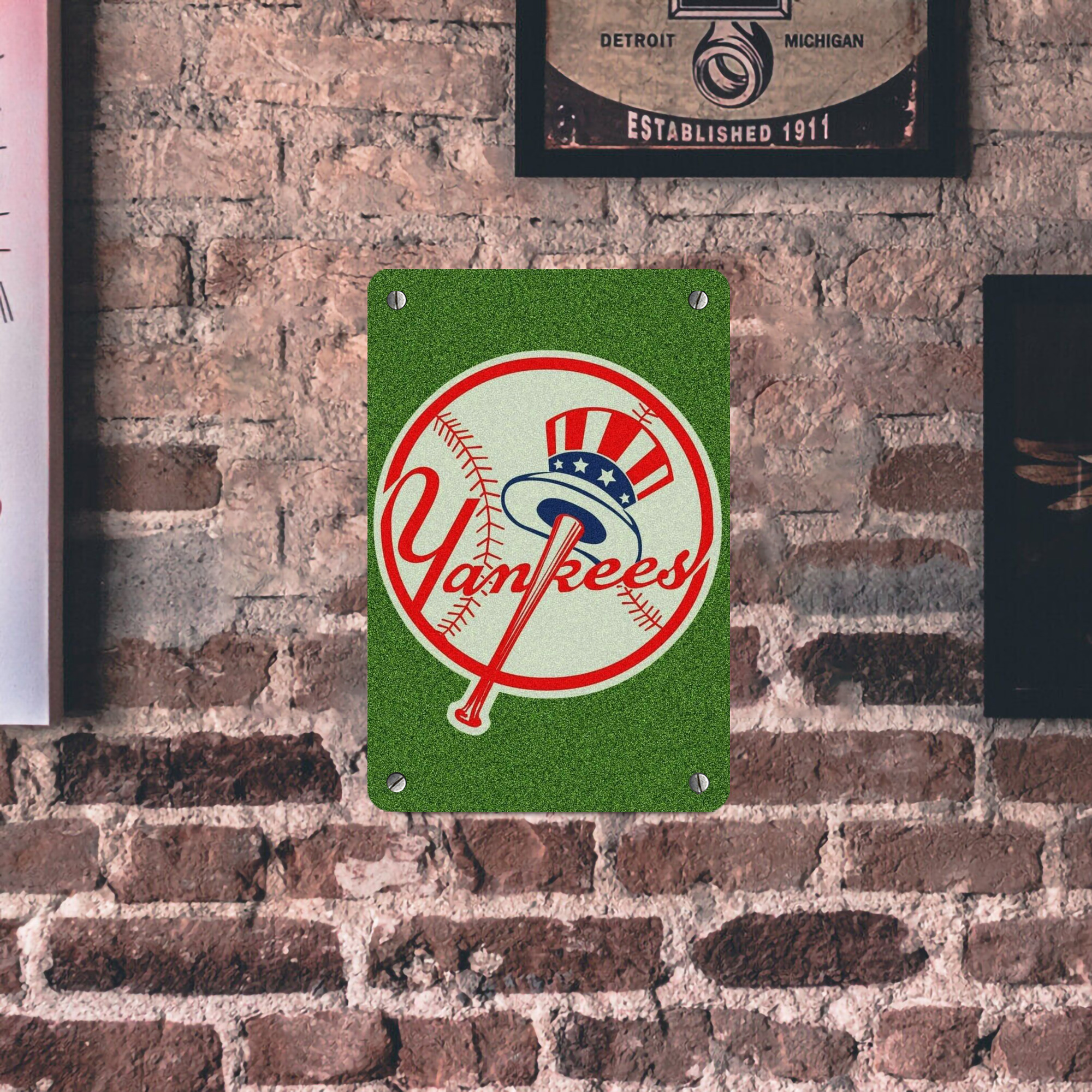 New York Yankees Logo Metal Tin Sign 8x12inch - High-Quality Full-Print Decorative Wall Art, Durable Rust-Resistant Metal Plaque For Living Room, Bedroom, Kitchen, Office, Bar Décor