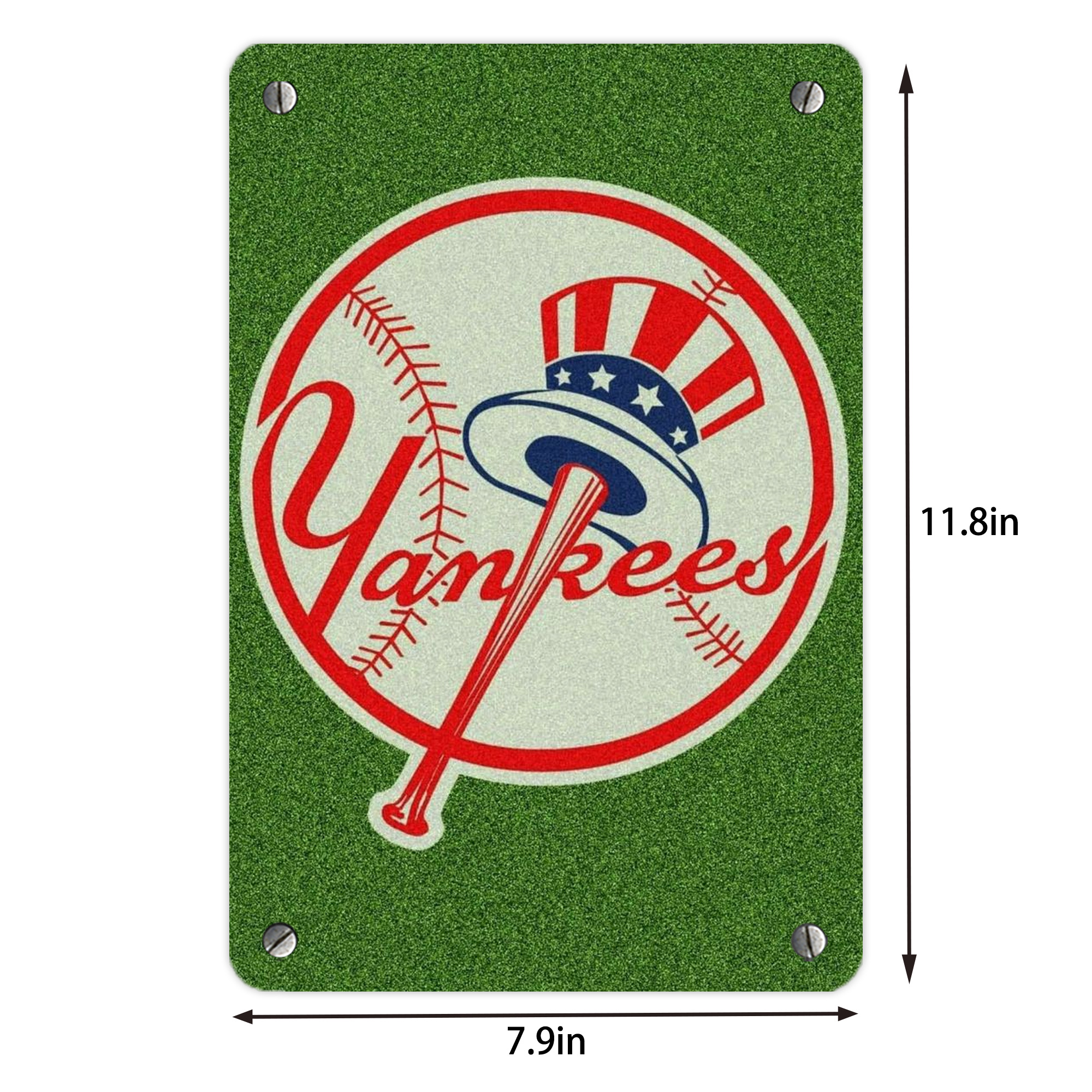New York Yankees Logo Metal Tin Sign 8x12inch - High-Quality Full-Print Decorative Wall Art, Durable Rust-Resistant Metal Plaque For Living Room, Bedroom, Kitchen, Office, Bar Décor