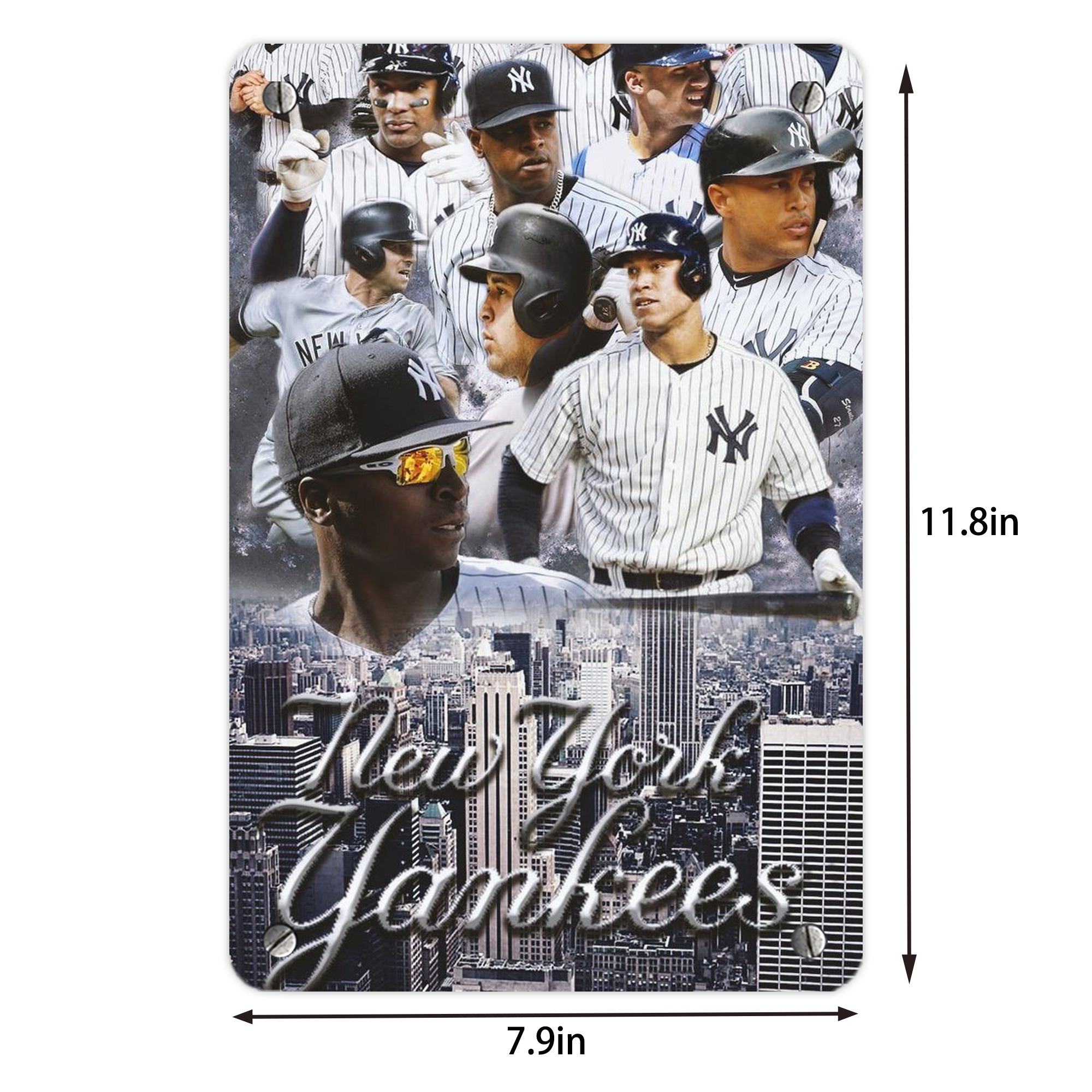 New York Yankees 101 Metal Tin Sign 8x12inch - High-Quality Full-Print Decorative Wall Art, Durable Rust-Resistant Metal Plaque For Living Room, Bedroom, Kitchen, Office, Bar Décor
