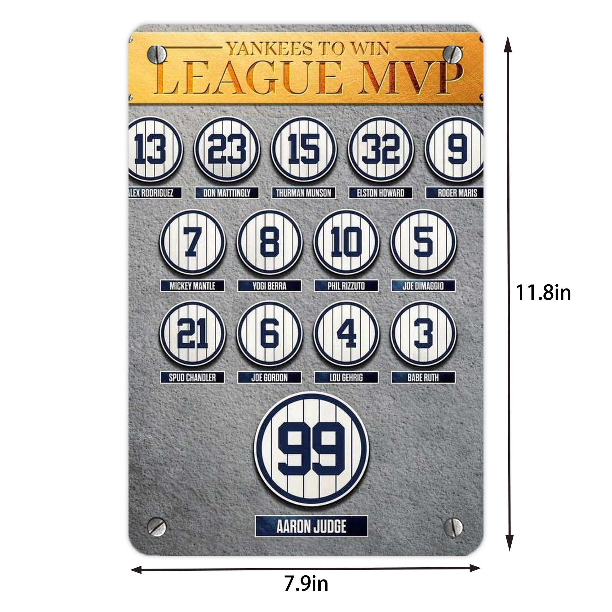 New York Yankees 107 Metal Tin Sign 8x12inch - High-Quality Full-Print Decorative Wall Art, Durable Rust-Resistant Metal Plaque For Living Room, Bedroom, Kitchen, Office, Bar Décor