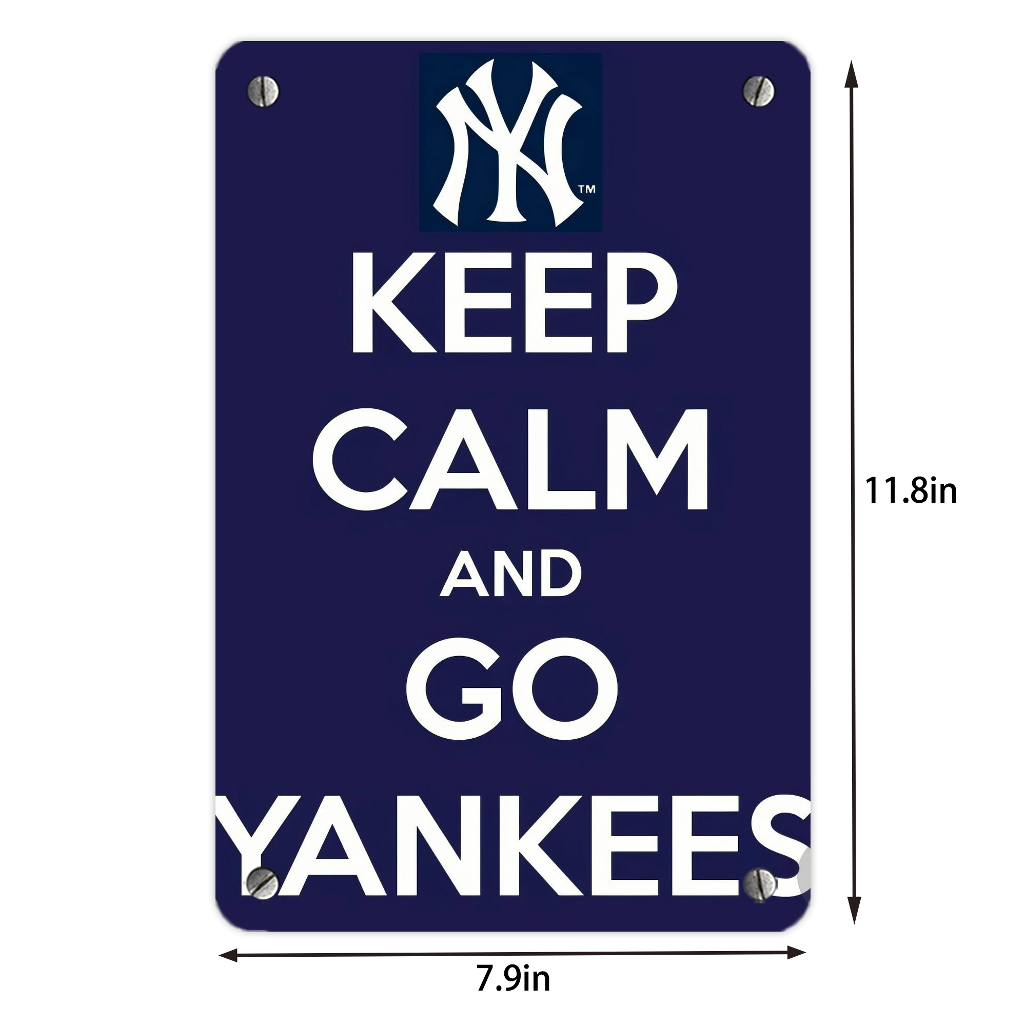 New York Yankees Keep Calm and Go Yankees Metal Tin Sign 8x12inch - High-Quality Full-Print Decorative Wall Art, Durable Rust-Resistant Metal Plaque For Living Room, Bedroom, Kitchen, Office, Bar Décor