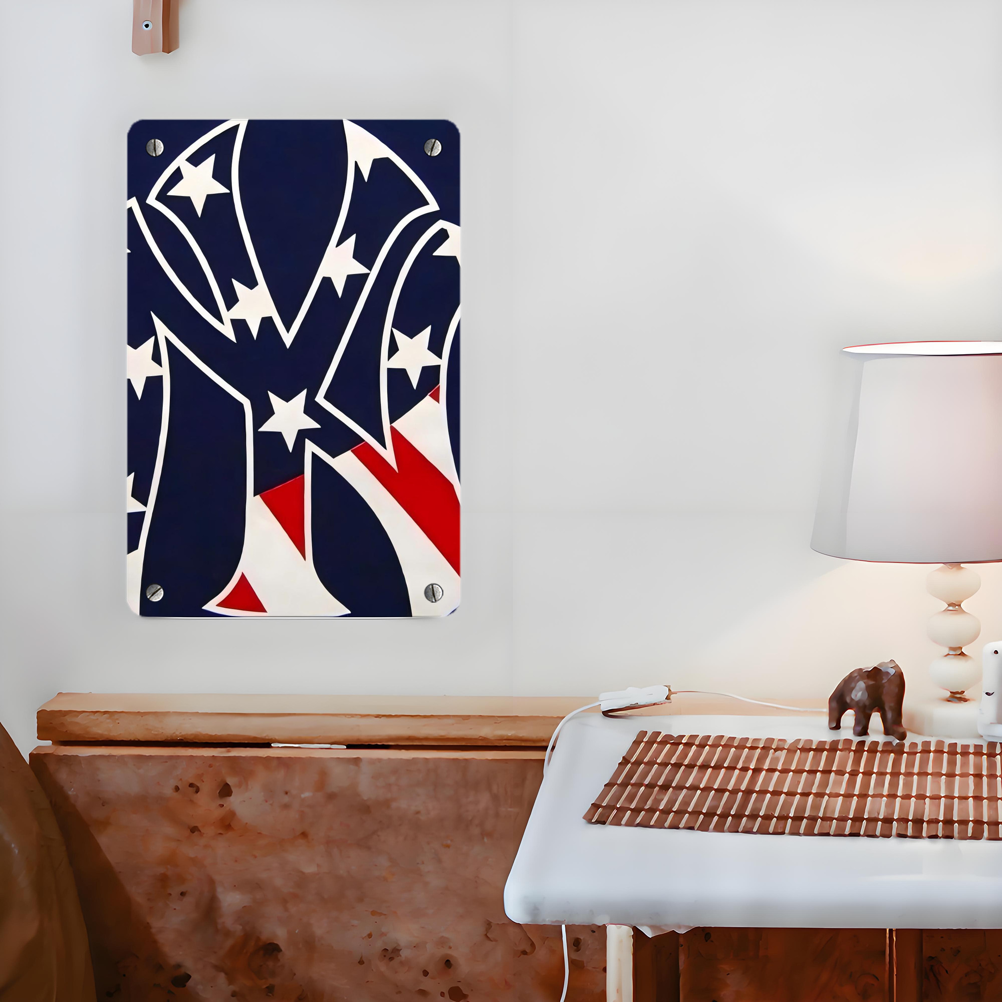 New York Yankees Logo USA Metal Tin Sign 8x12inch - High-Quality Full-Print Decorative Wall Art, Durable Rust-Resistant Metal Plaque For Living Room, Bedroom, Kitchen, Office, Bar Décor