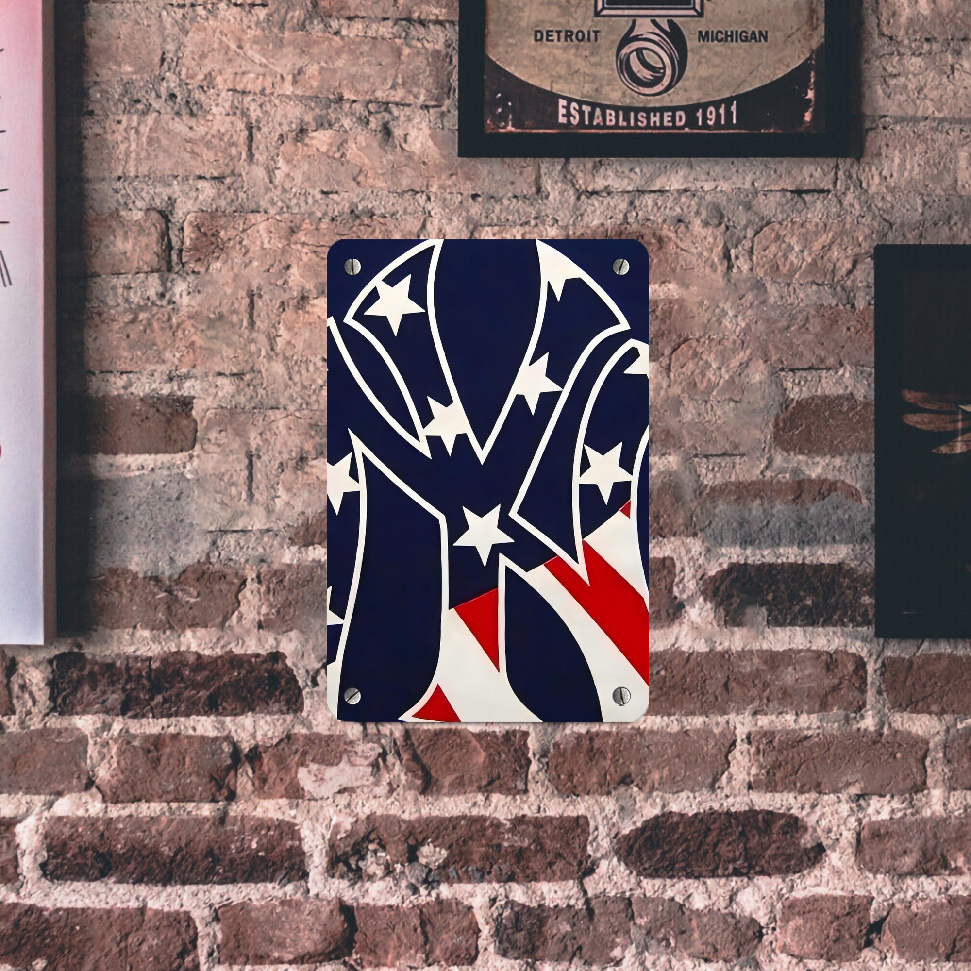 New York Yankees Logo USA Metal Tin Sign 8x12inch - High-Quality Full-Print Decorative Wall Art, Durable Rust-Resistant Metal Plaque For Living Room, Bedroom, Kitchen, Office, Bar Décor