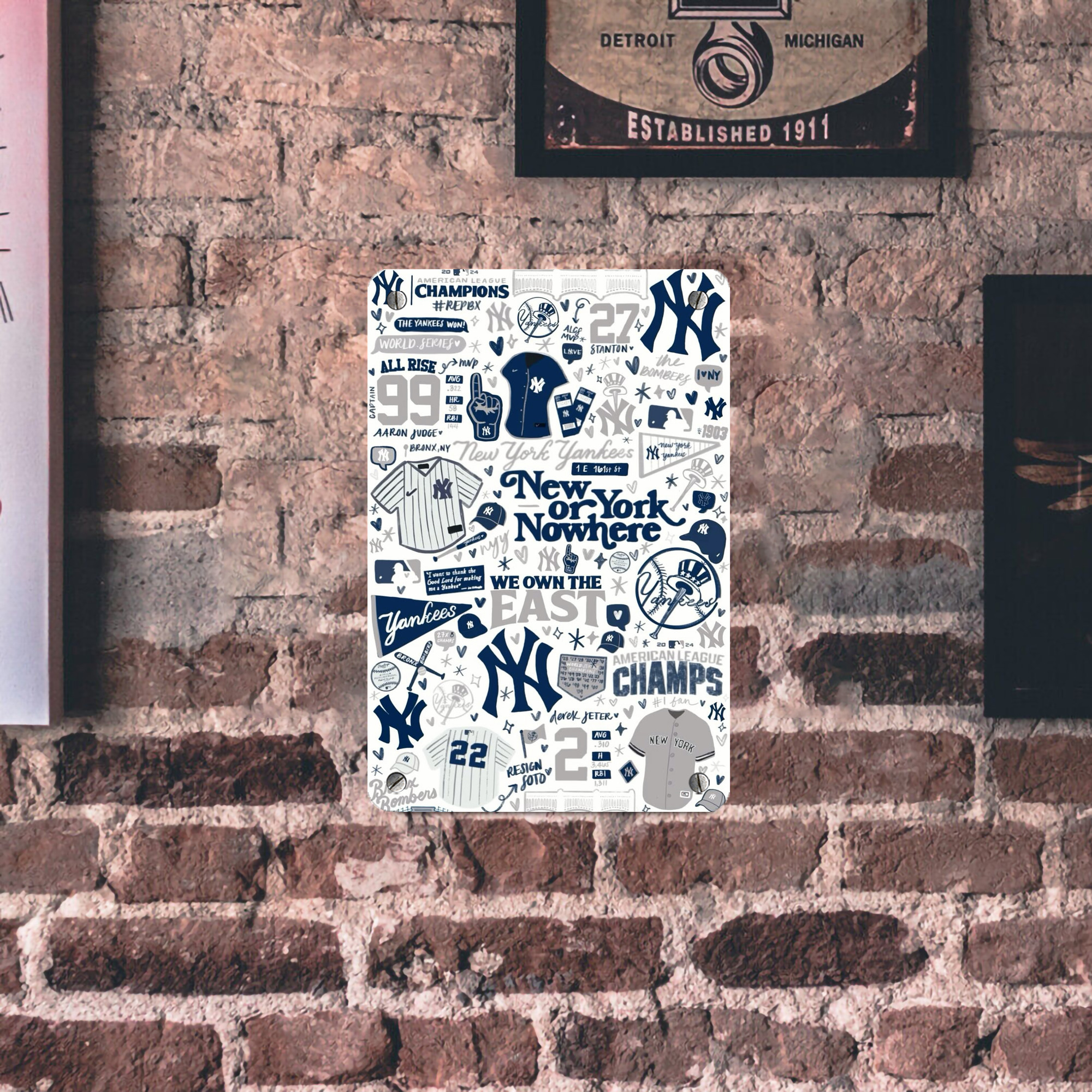 New York Yankees 113 Metal Tin Sign 8x12inch - High-Quality Full-Print Decorative Wall Art, Durable Rust-Resistant Metal Plaque For Living Room, Bedroom, Kitchen, Office, Bar Décor