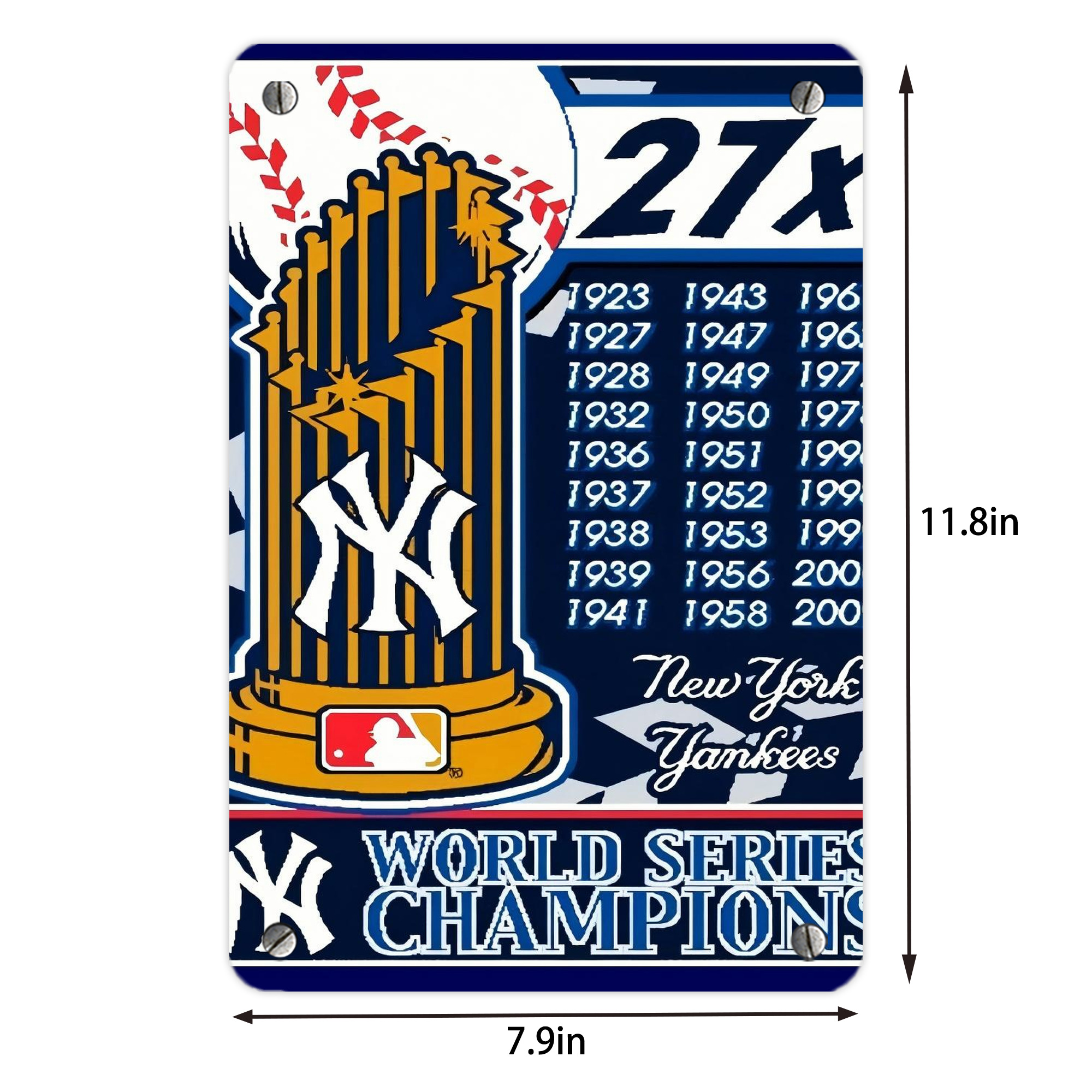 New York Yankees 108 Metal Tin Sign 8x12inch - High-Quality Full-Print Decorative Wall Art, Durable Rust-Resistant Metal Plaque For Living Room, Bedroom, Kitchen, Office, Bar Décor