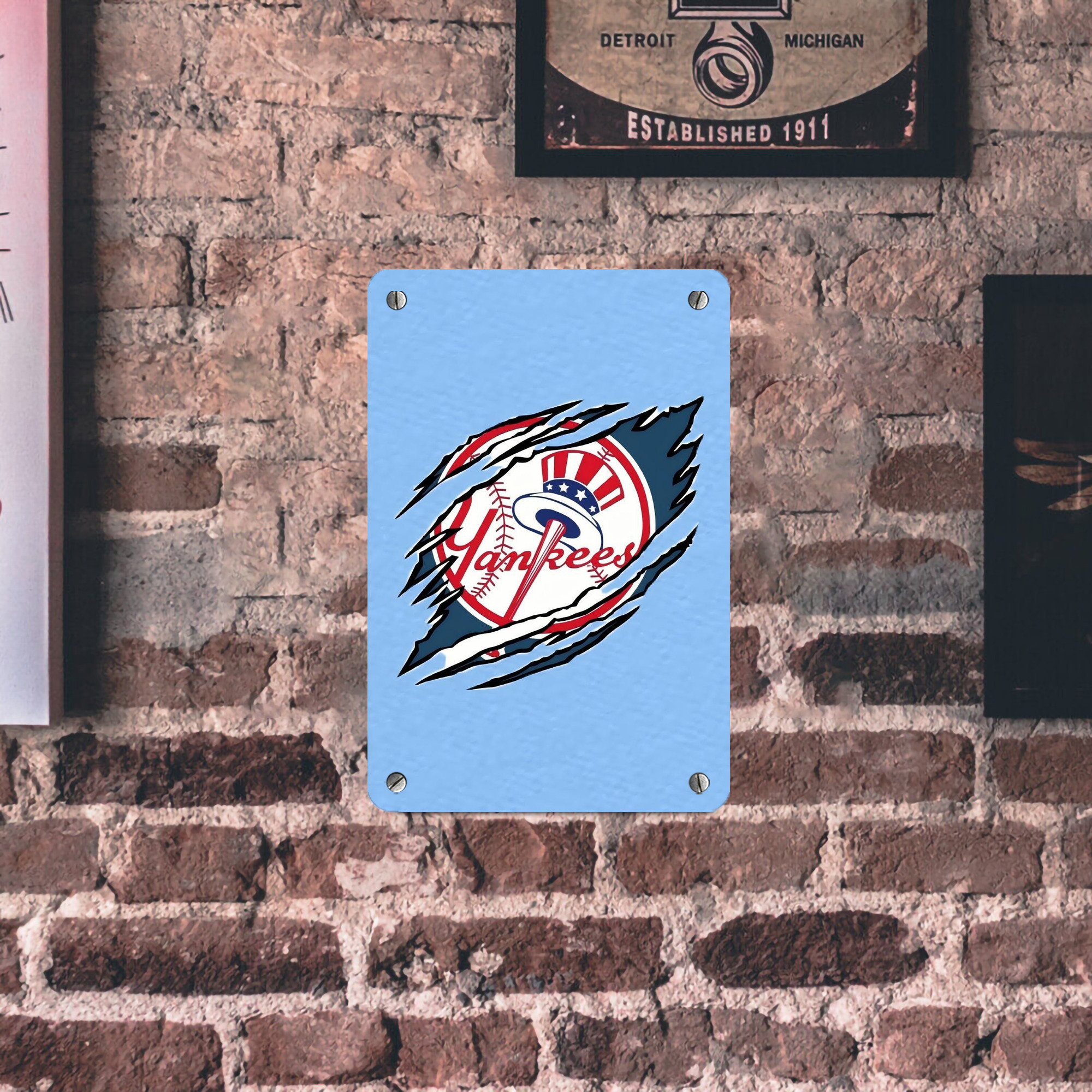 New York Yankees 128 Metal Tin Sign 8x12inch - High-Quality Full-Print Decorative Wall Art, Durable Rust-Resistant Metal Plaque For Living Room, Bedroom, Kitchen, Office, Bar Décor