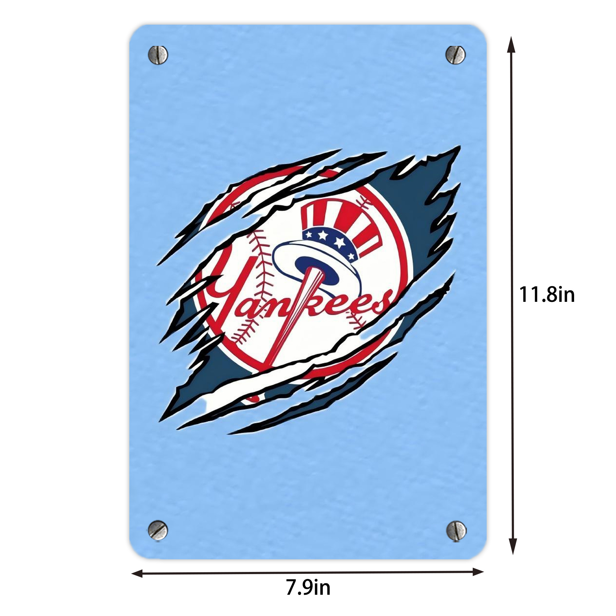 New York Yankees 128 Metal Tin Sign 8x12inch - High-Quality Full-Print Decorative Wall Art, Durable Rust-Resistant Metal Plaque For Living Room, Bedroom, Kitchen, Office, Bar Décor