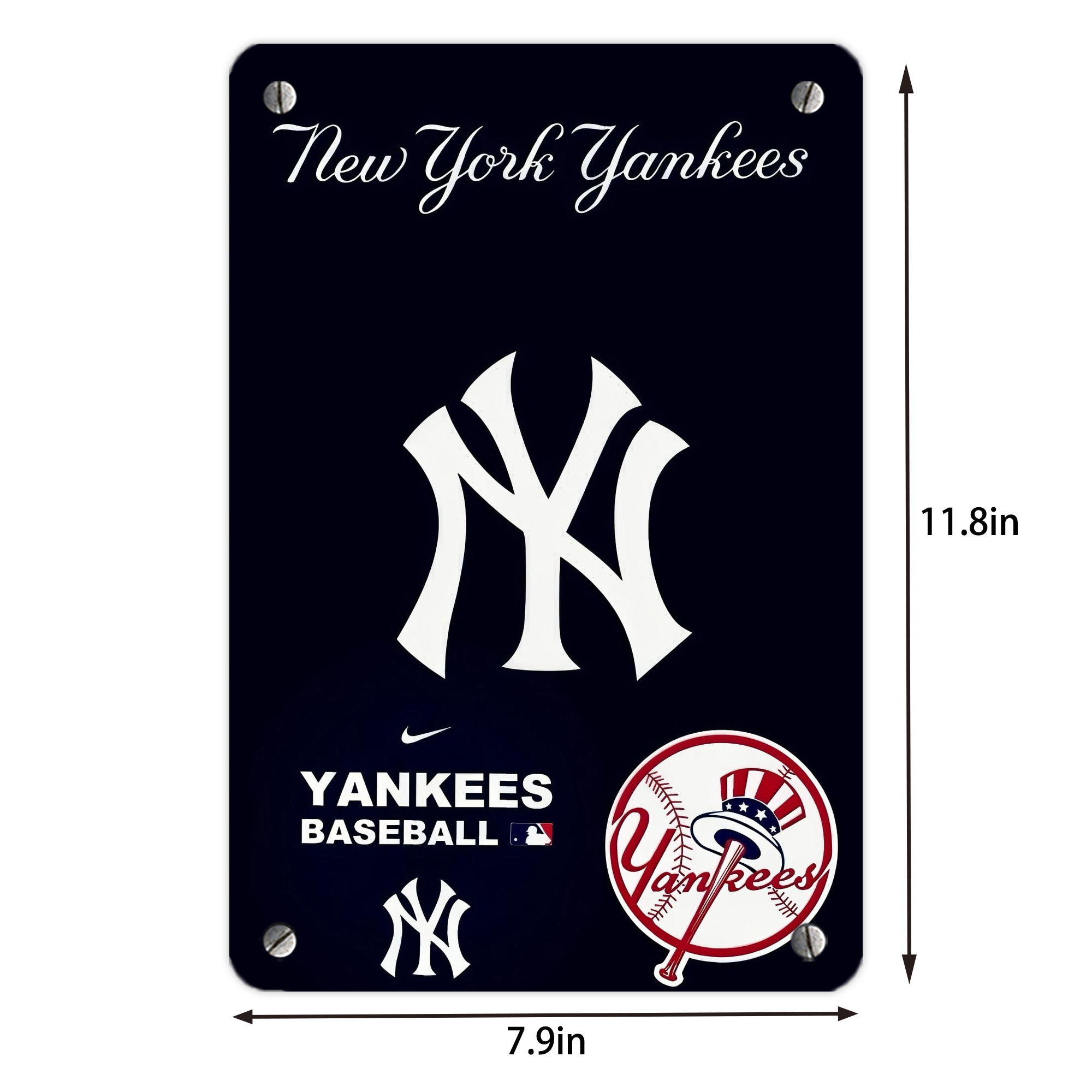 New York Yankees 122 Metal Tin Sign 8x12inch - High-Quality Full-Print Decorative Wall Art, Durable Rust-Resistant Metal Plaque For Living Room, Bedroom, Kitchen, Office, Bar Décor