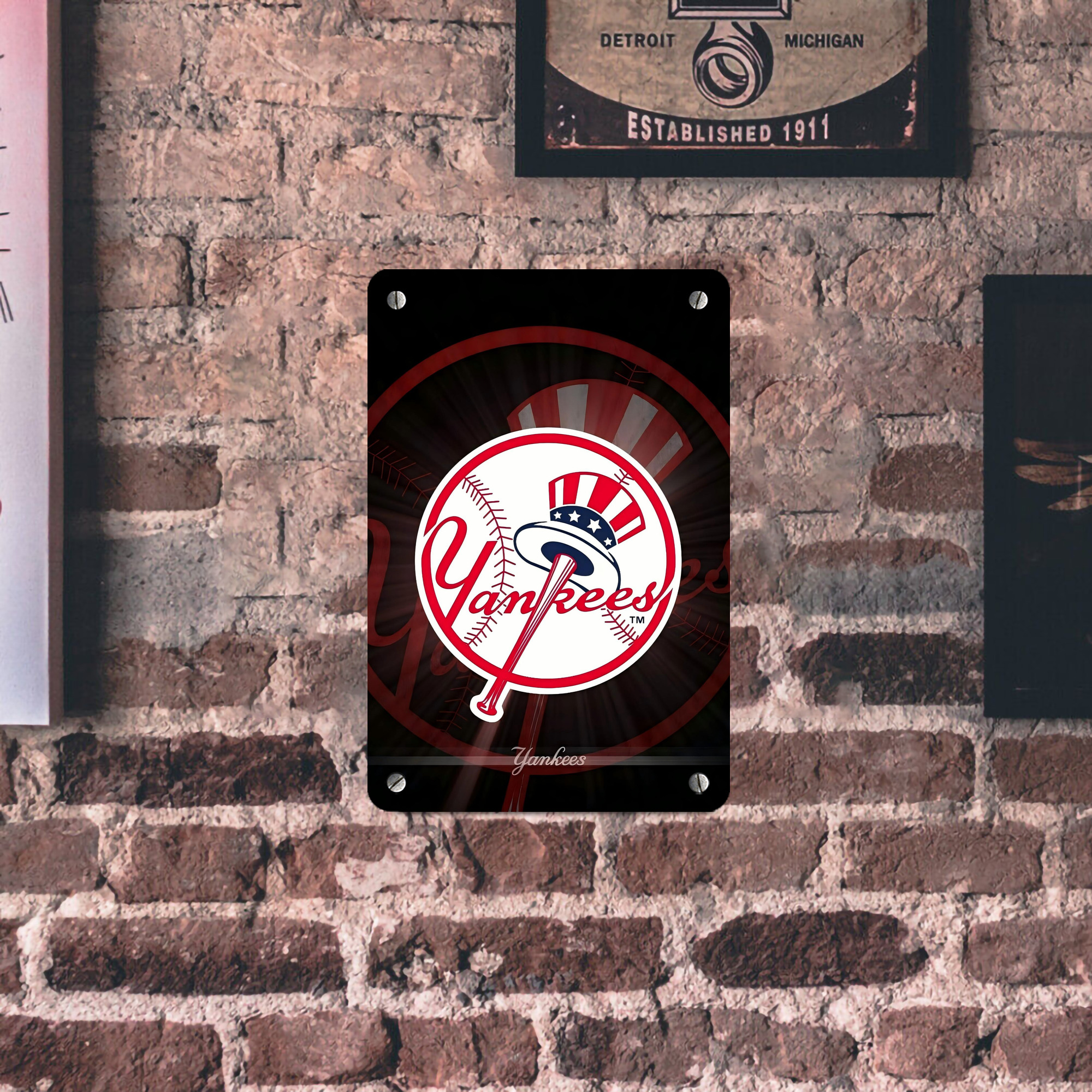 New York Yankees 124 Metal Tin Sign 8x12inch - High-Quality Full-Print Decorative Wall Art, Durable Rust-Resistant Metal Plaque For Living Room, Bedroom, Kitchen, Office, Bar Décor