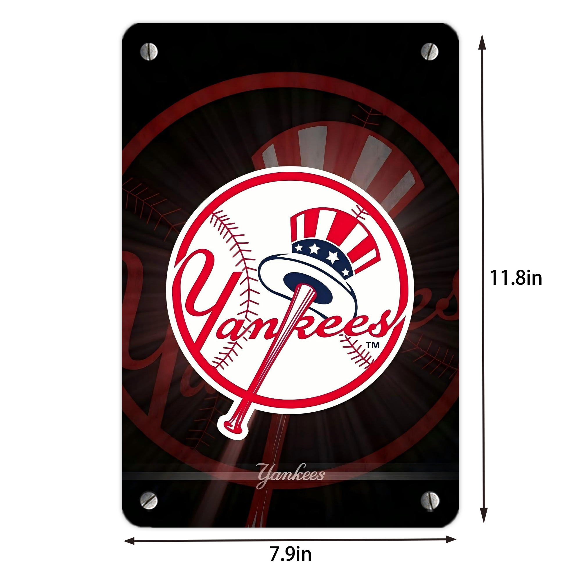 New York Yankees 124 Metal Tin Sign 8x12inch - High-Quality Full-Print Decorative Wall Art, Durable Rust-Resistant Metal Plaque For Living Room, Bedroom, Kitchen, Office, Bar Décor