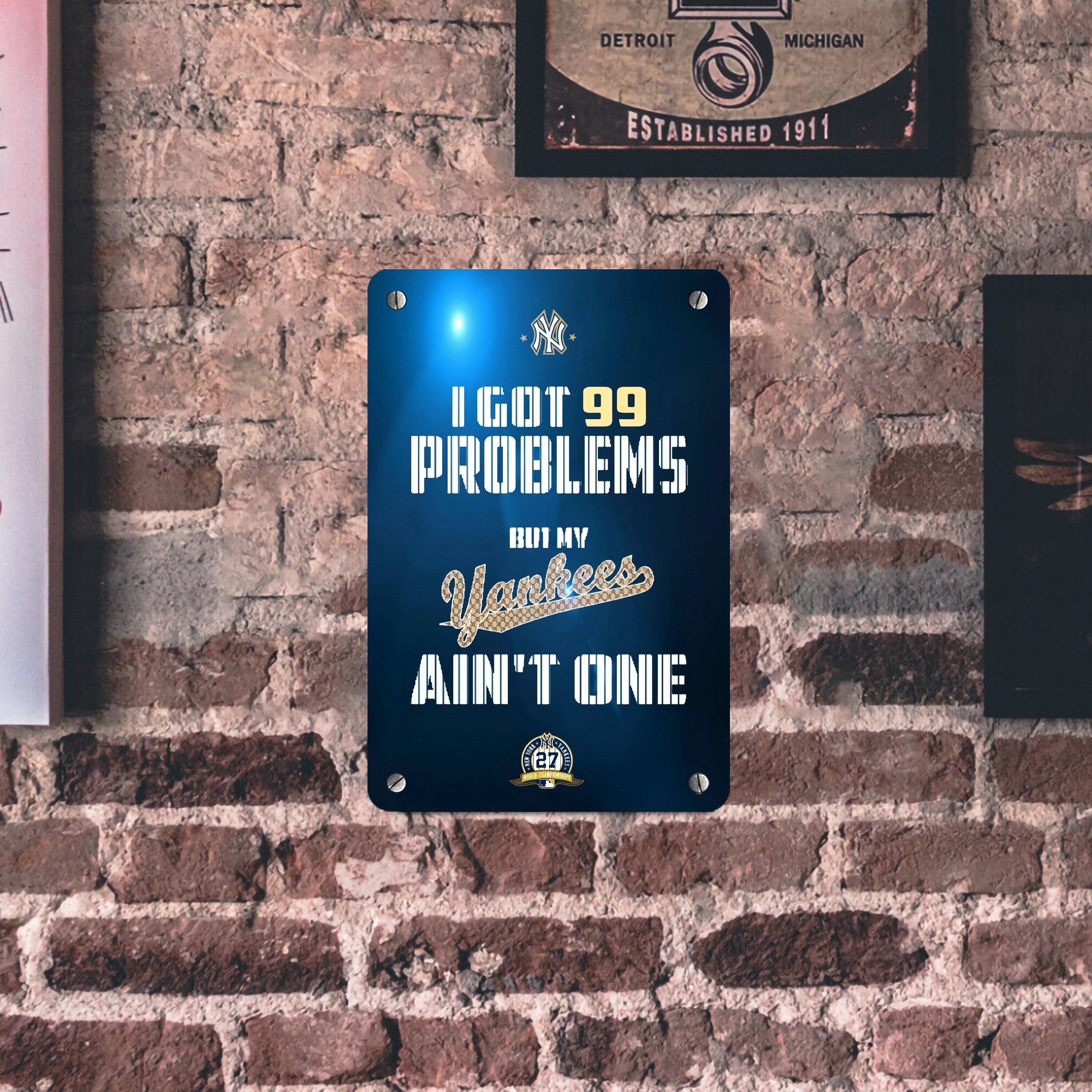 New York Yankees 140 Metal Tin Sign 8x12inch - High-Quality Full-Print Decorative Wall Art, Durable Rust-Resistant Metal Plaque For Living Room, Bedroom, Kitchen, Office, Bar Décor