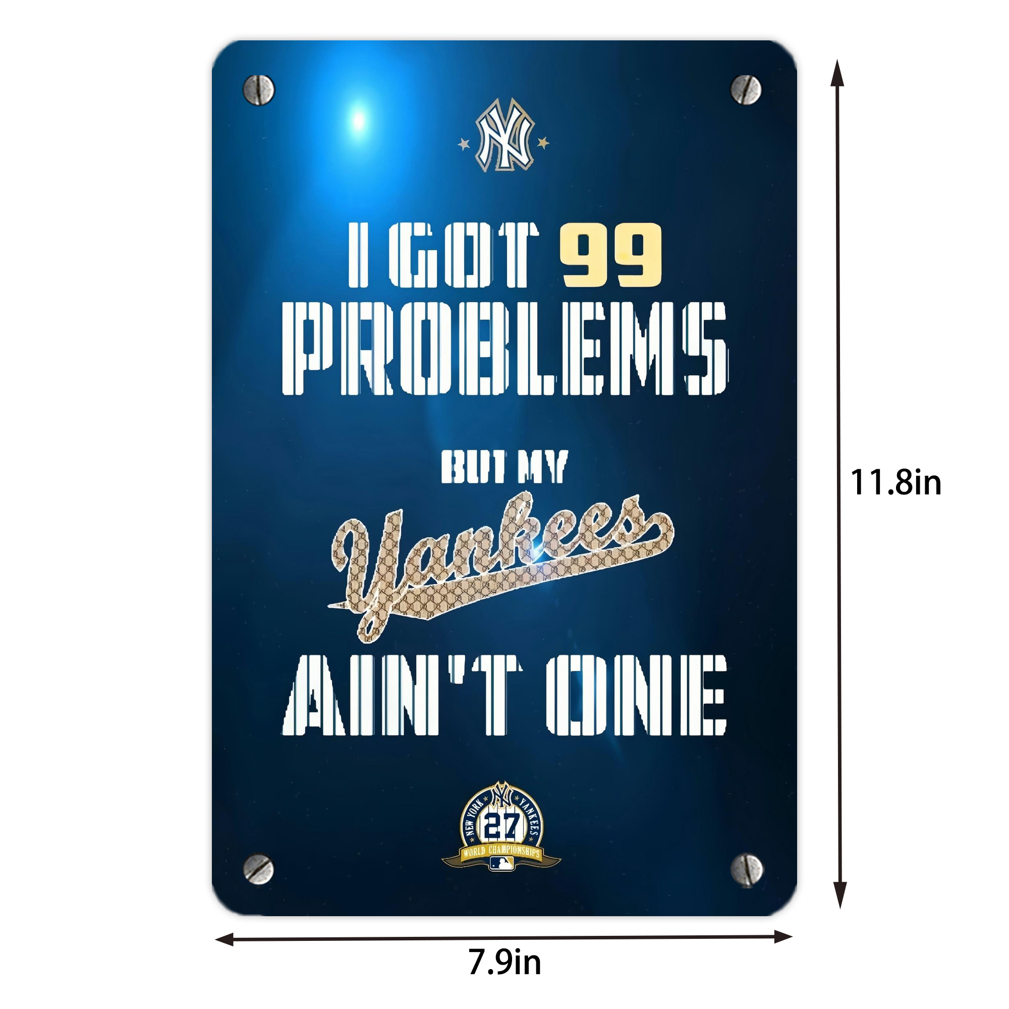 New York Yankees 140 Metal Tin Sign 8x12inch - High-Quality Full-Print Decorative Wall Art, Durable Rust-Resistant Metal Plaque For Living Room, Bedroom, Kitchen, Office, Bar Décor