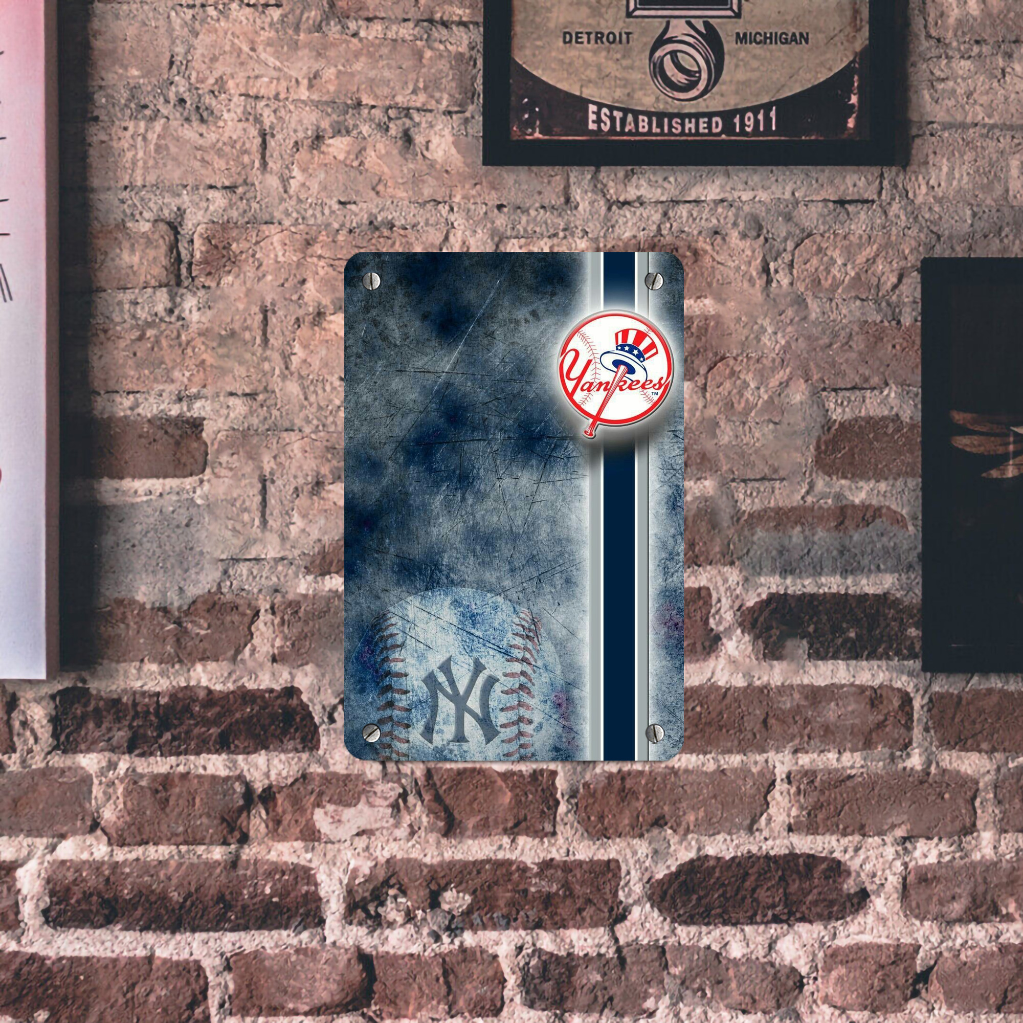 New York Yankees 150 Metal Tin Sign 8x12inch - High-Quality Full-Print Decorative Wall Art, Durable Rust-Resistant Metal Plaque For Living Room, Bedroom, Kitchen, Office, Bar Décor