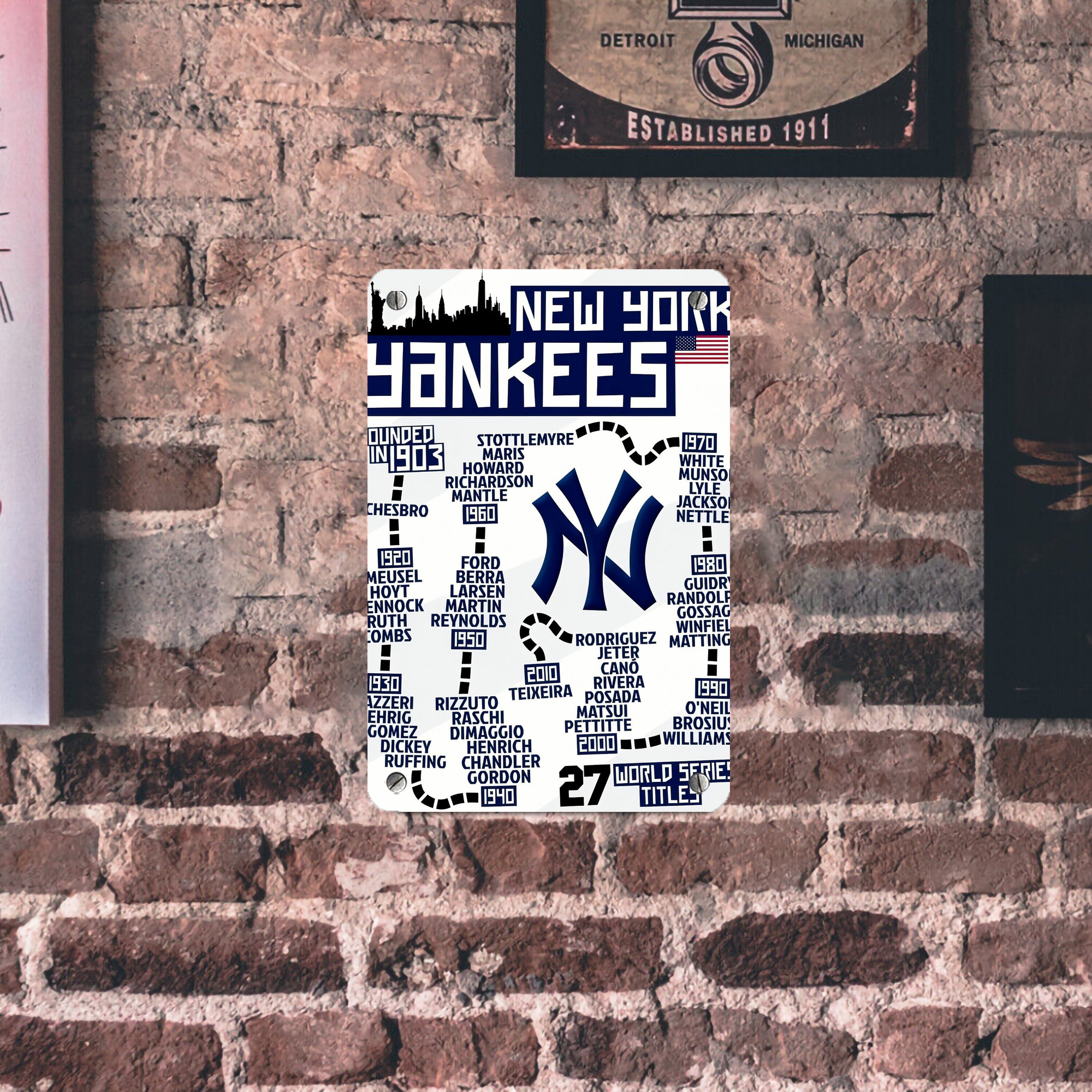 New York Yankees 155 Metal Tin Sign 8x12inch - High-Quality Full-Print Decorative Wall Art, Durable Rust-Resistant Metal Plaque For Living Room, Bedroom, Kitchen, Office, Bar Décor