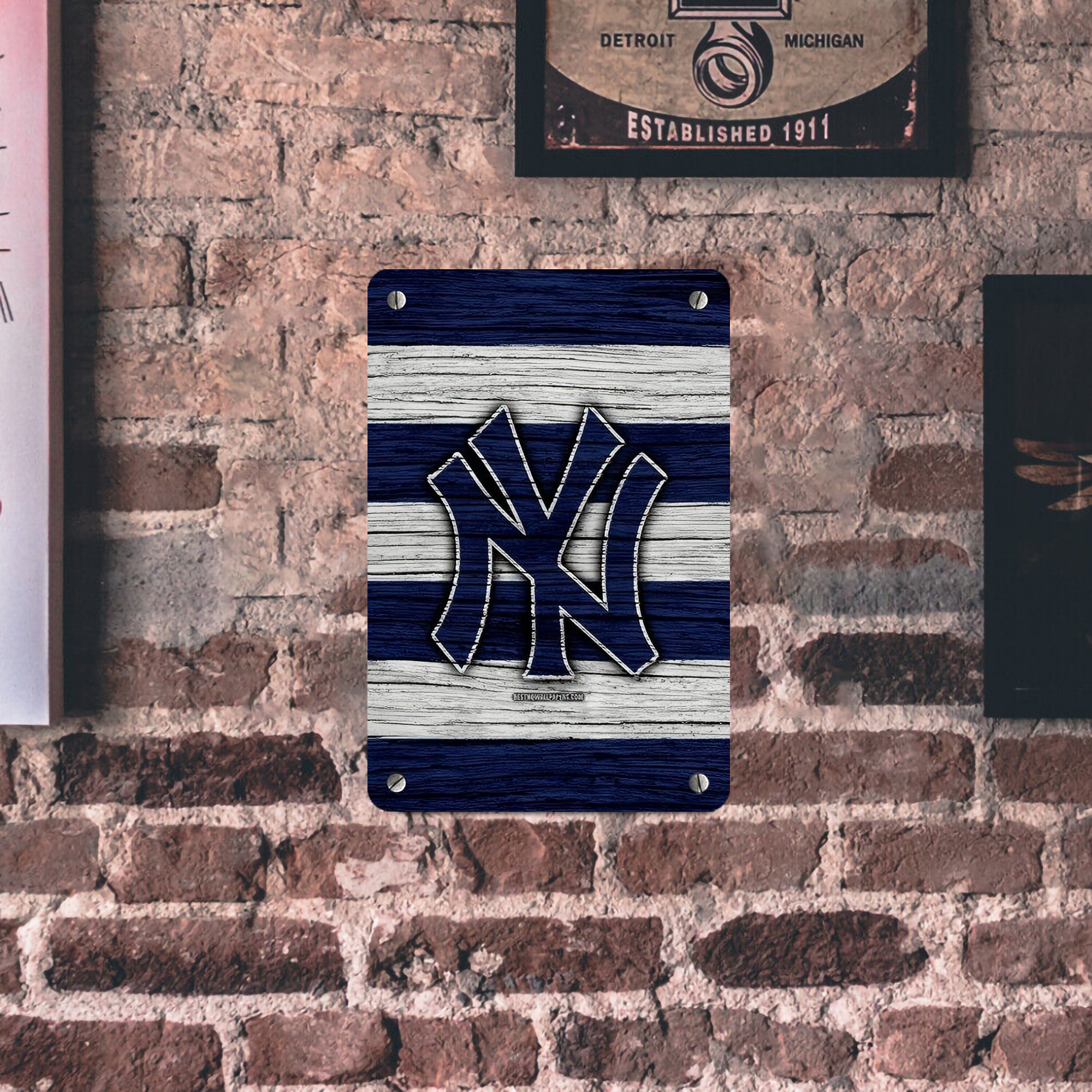 New York Yankees 187 Metal Tin Sign 8x12inch - High-Quality Full-Print Decorative Wall Art, Durable Rust-Resistant Metal Plaque For Living Room, Bedroom, Kitchen, Office, Bar Décor