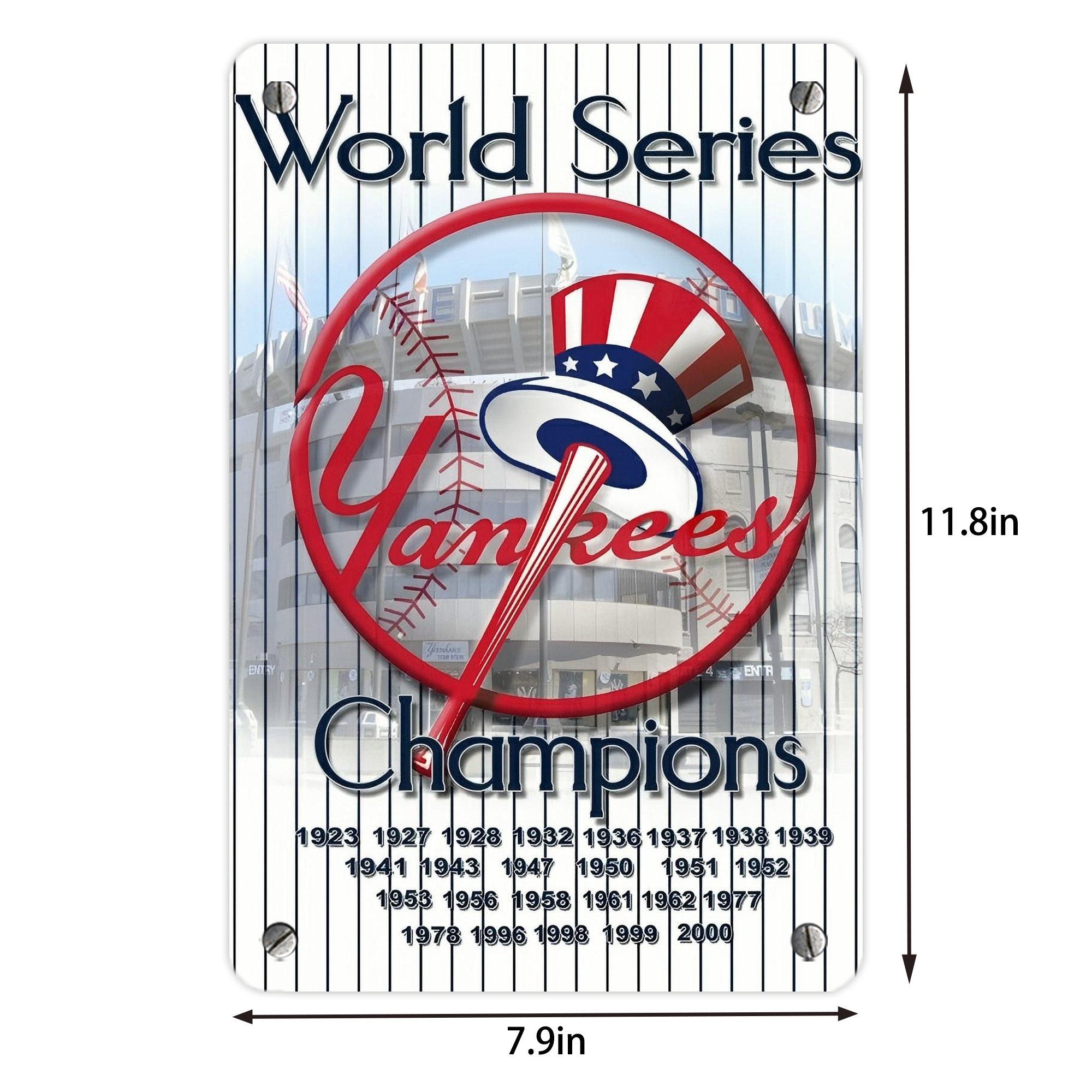 New York Yankees 184 Metal Tin Sign 8x12inch - High-Quality Full-Print Decorative Wall Art, Durable Rust-Resistant Metal Plaque For Living Room, Bedroom, Kitchen, Office, Bar Décor