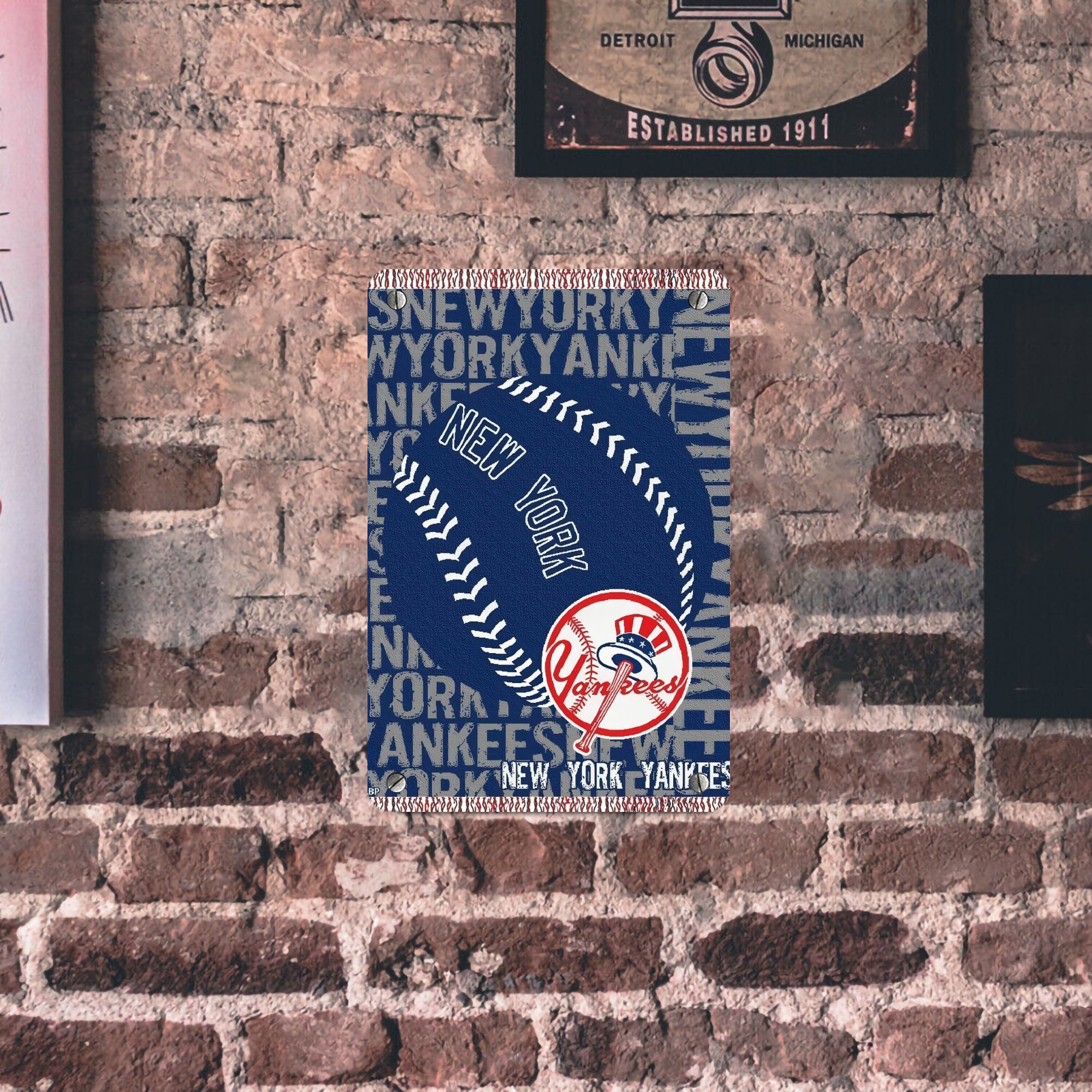 New York Yankees 198 Metal Tin Sign 8x12inch - High-Quality Full-Print Decorative Wall Art, Durable Rust-Resistant Metal Plaque For Living Room, Bedroom, Kitchen, Office, Bar Décor