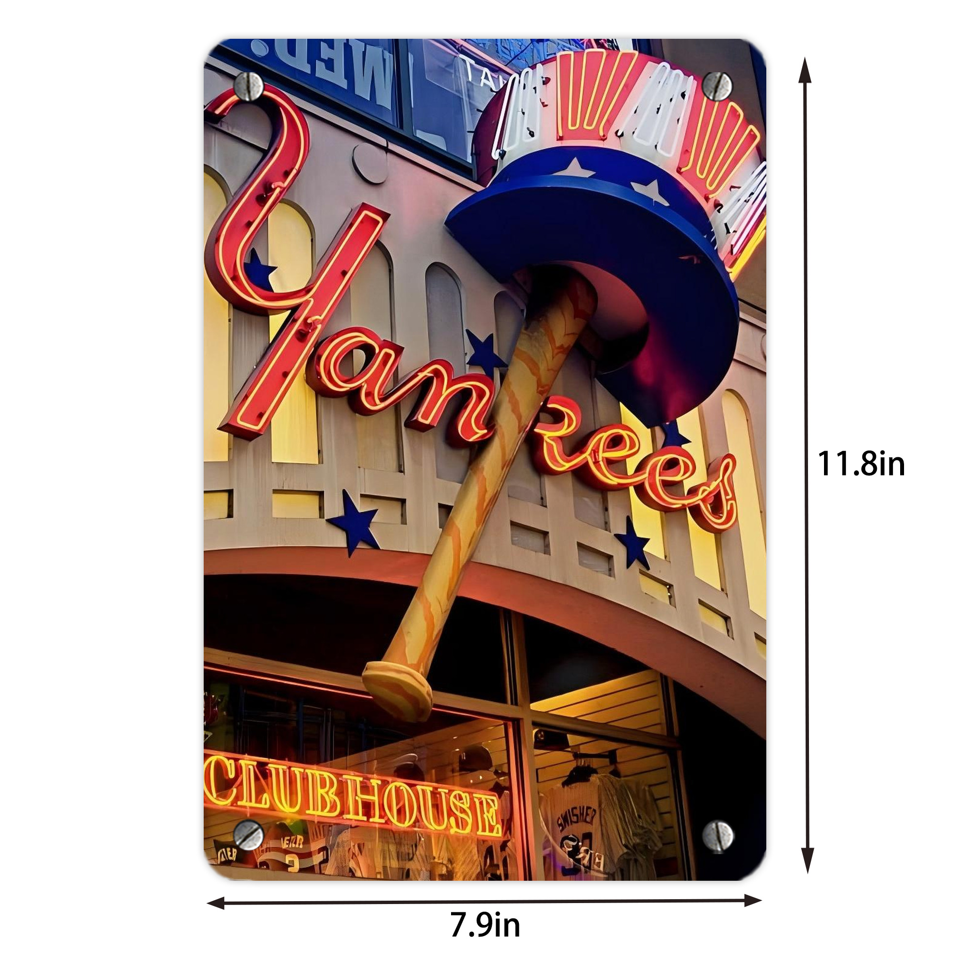 New York Yankees 178 Metal Tin Sign 8x12inch - High-Quality Full-Print Decorative Wall Art, Durable Rust-Resistant Metal Plaque For Living Room, Bedroom, Kitchen, Office, Bar Décor