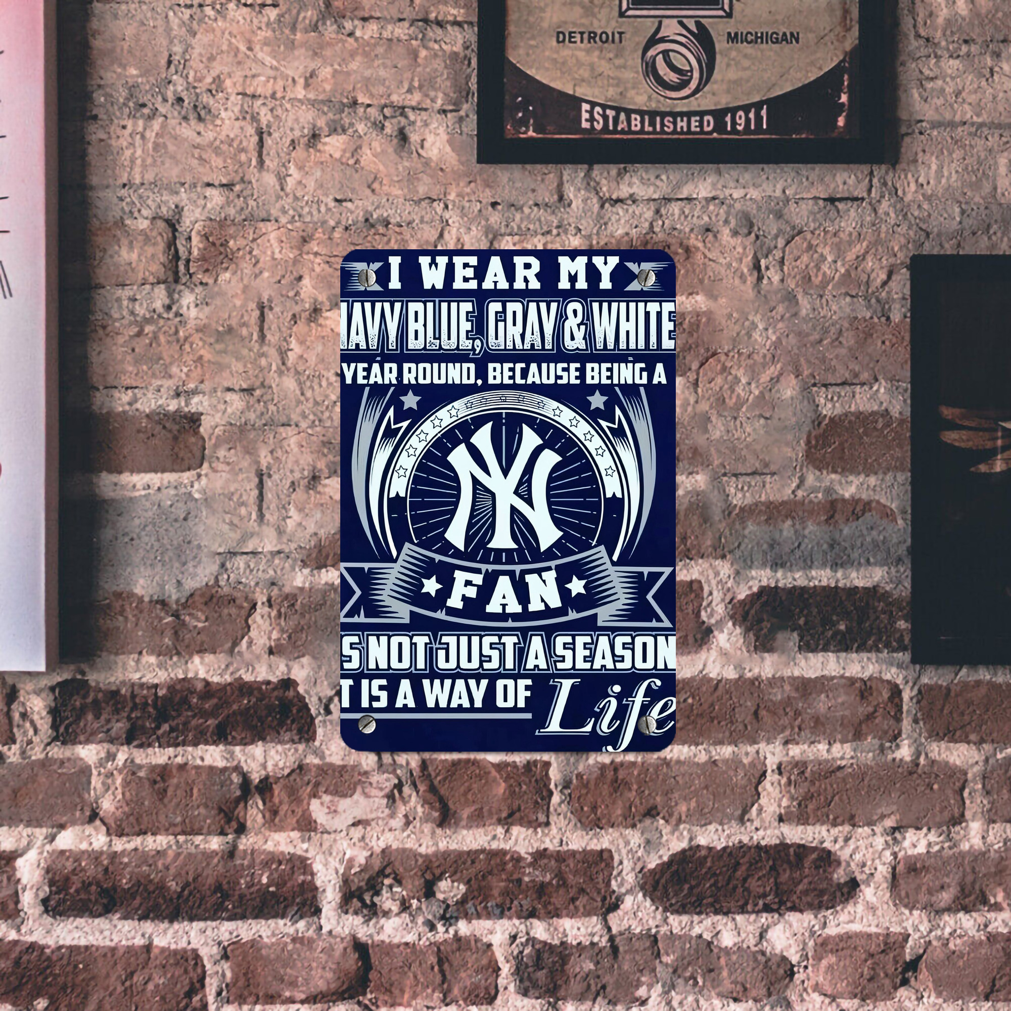 New York Yankees 194 Metal Tin Sign 8x12inch - High-Quality Full-Print Decorative Wall Art, Durable Rust-Resistant Metal Plaque For Living Room, Bedroom, Kitchen, Office, Bar Décor