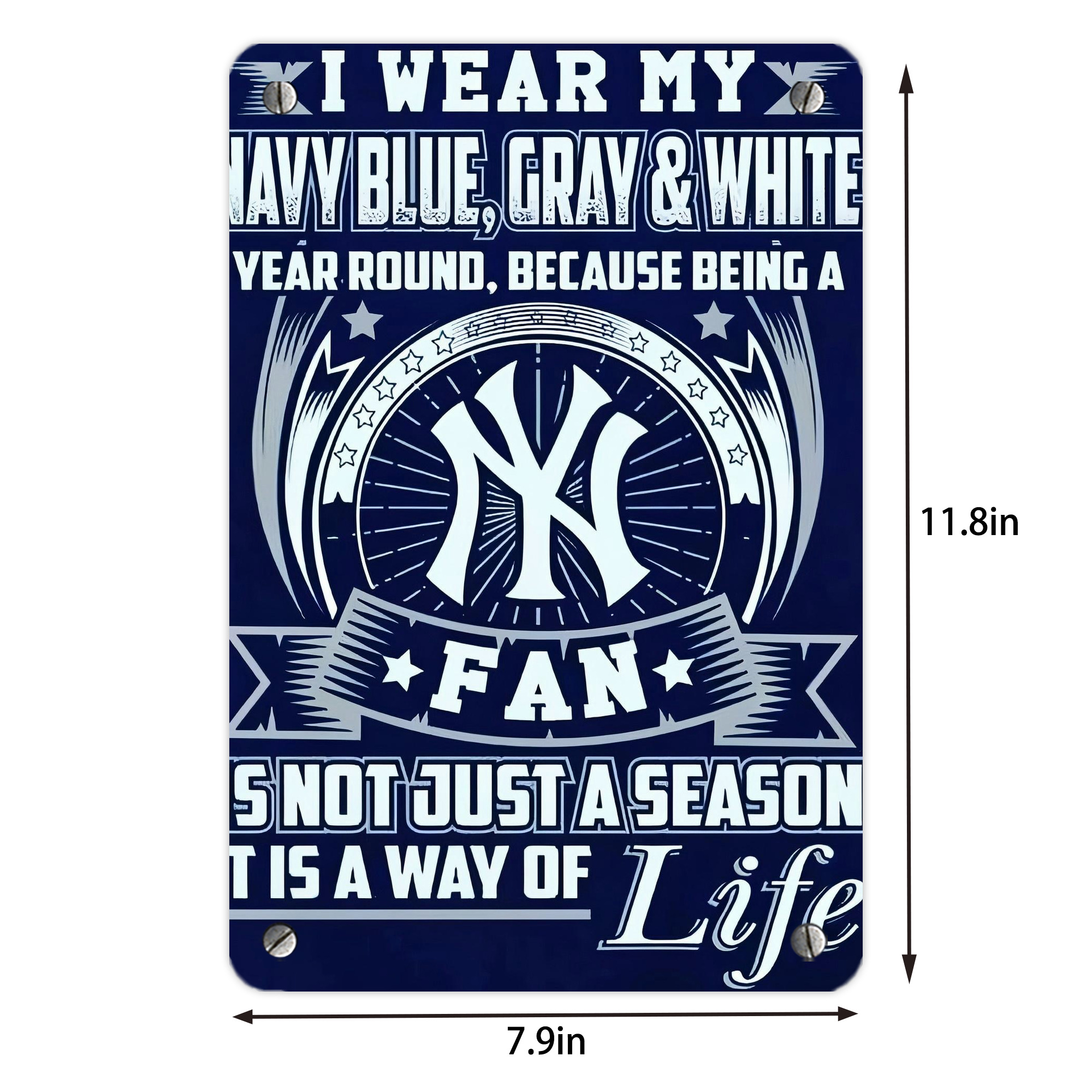 New York Yankees 194 Metal Tin Sign 8x12inch - High-Quality Full-Print Decorative Wall Art, Durable Rust-Resistant Metal Plaque For Living Room, Bedroom, Kitchen, Office, Bar Décor