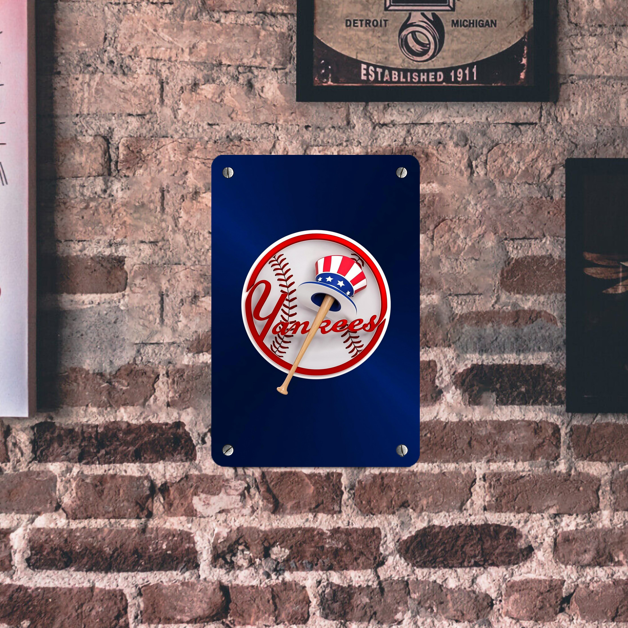 New York Yankees 200 Metal Tin Sign 8x12inch - High-Quality Full-Print Decorative Wall Art, Durable Rust-Resistant Metal Plaque For Living Room, Bedroom, Kitchen, Office, Bar Décor