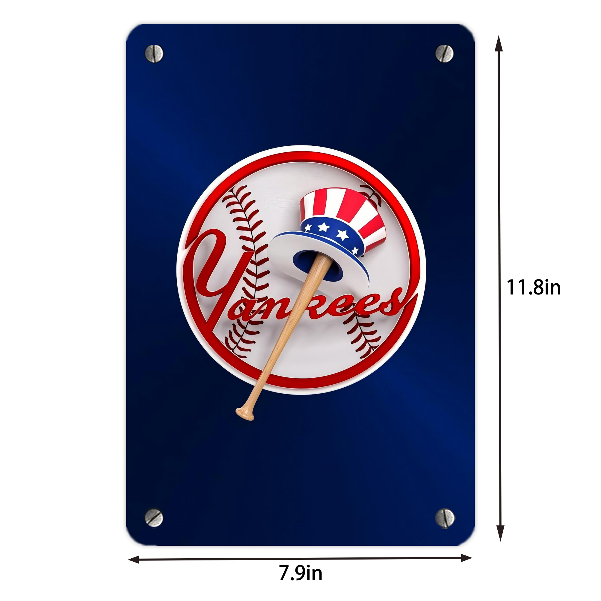 New York Yankees 200 Metal Tin Sign 8x12inch - High-Quality Full-Print Decorative Wall Art, Durable Rust-Resistant Metal Plaque For Living Room, Bedroom, Kitchen, Office, Bar Décor