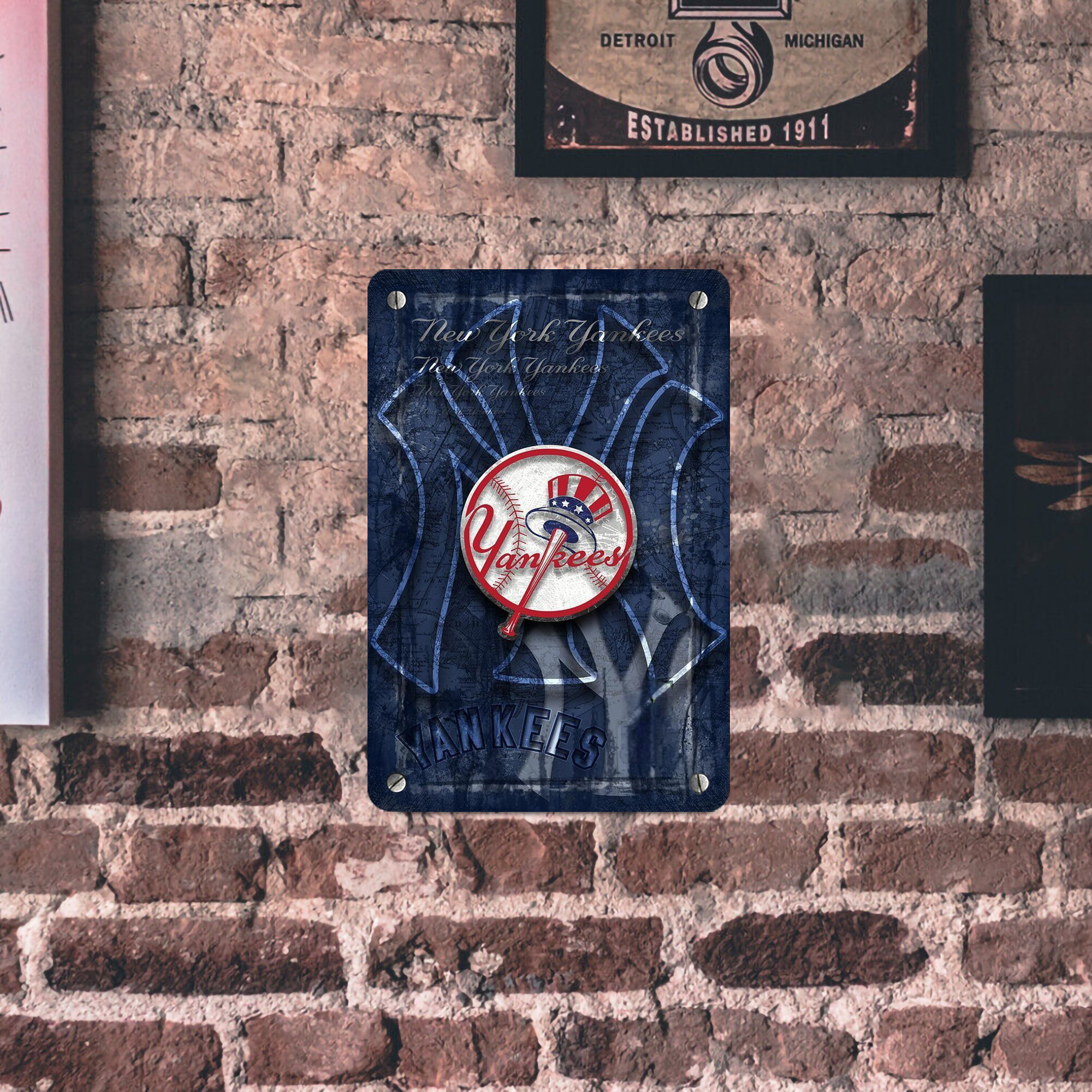 New York Yankees 190 Metal Tin Sign 8x12inch - High-Quality Full-Print Decorative Wall Art, Durable Rust-Resistant Metal Plaque For Living Room, Bedroom, Kitchen, Office, Bar Décor
