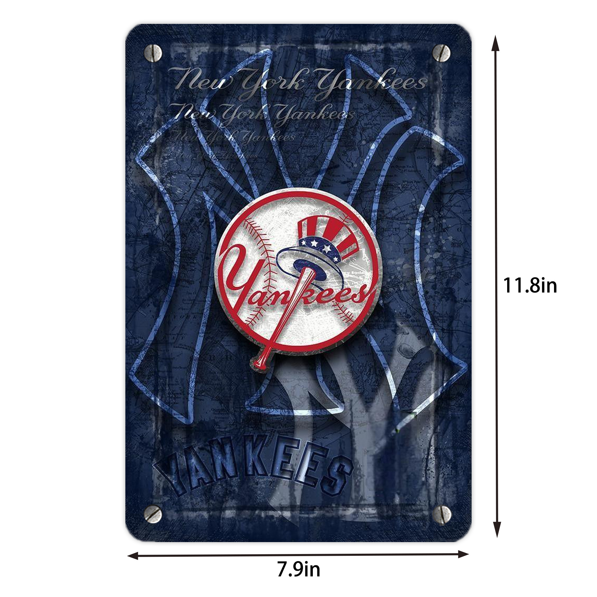 New York Yankees 190 Metal Tin Sign 8x12inch - High-Quality Full-Print Decorative Wall Art, Durable Rust-Resistant Metal Plaque For Living Room, Bedroom, Kitchen, Office, Bar Décor