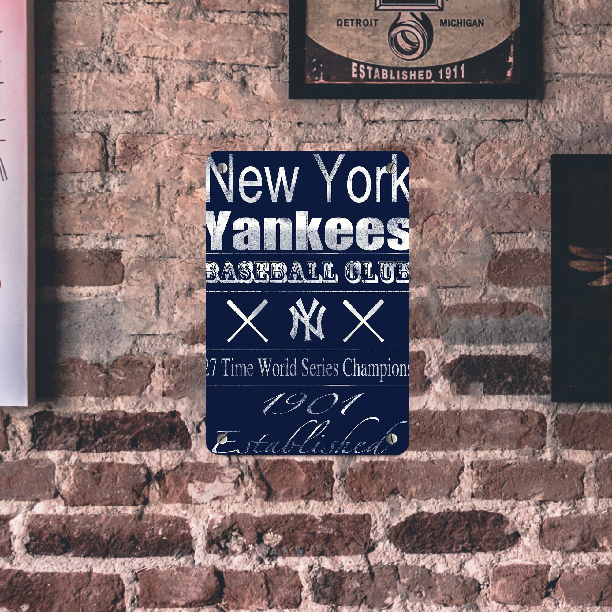 New York Yankees 205 Metal Tin Sign 8x12inch - High-Quality Full-Print Decorative Wall Art, Durable Rust-Resistant Metal Plaque For Living Room, Bedroom, Kitchen, Office, Bar Décor