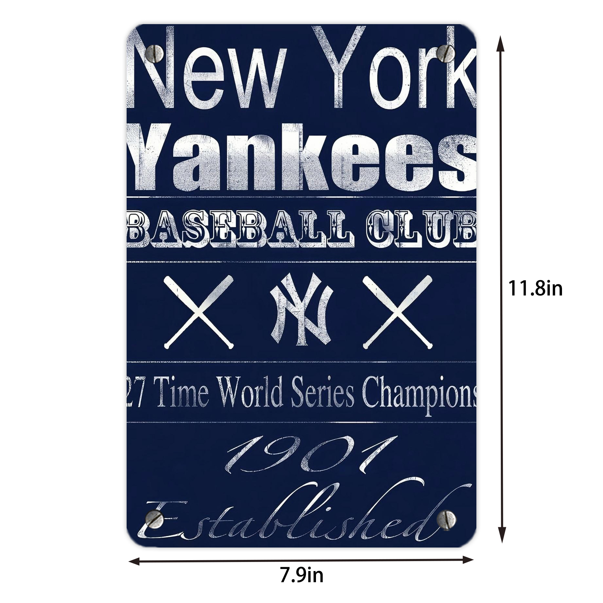 New York Yankees 205 Metal Tin Sign 8x12inch - High-Quality Full-Print Decorative Wall Art, Durable Rust-Resistant Metal Plaque For Living Room, Bedroom, Kitchen, Office, Bar Décor