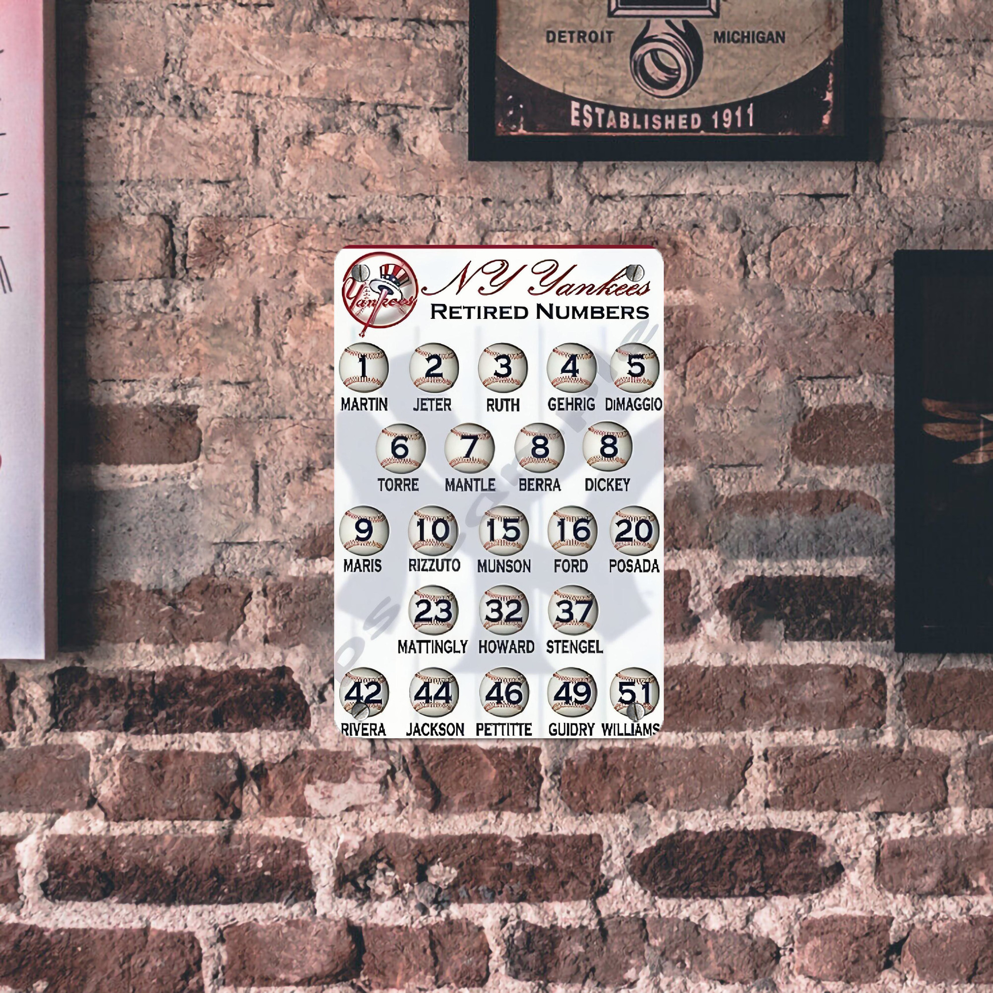 New York Yankees 201 Metal Tin Sign 8x12inch - High-Quality Full-Print Decorative Wall Art, Durable Rust-Resistant Metal Plaque For Living Room, Bedroom, Kitchen, Office, Bar Décor