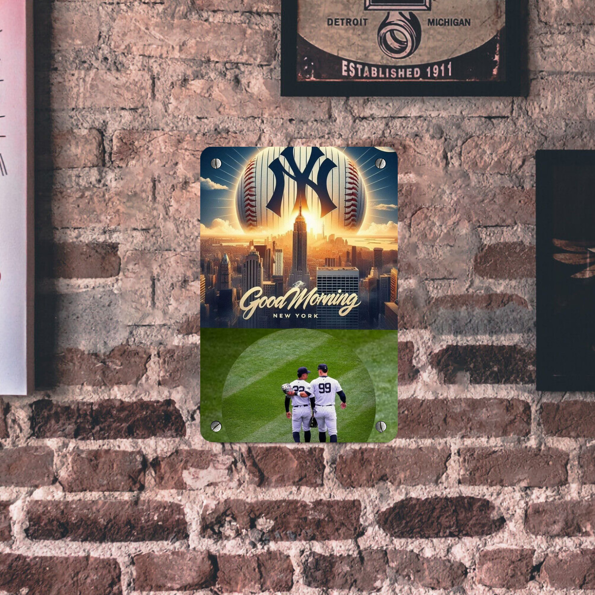 New York Yankees 218 Metal Tin Sign 8x12inch - High-Quality Full-Print Decorative Wall Art, Durable Rust-Resistant Metal Plaque For Living Room, Bedroom, Kitchen, Office, Bar Décor