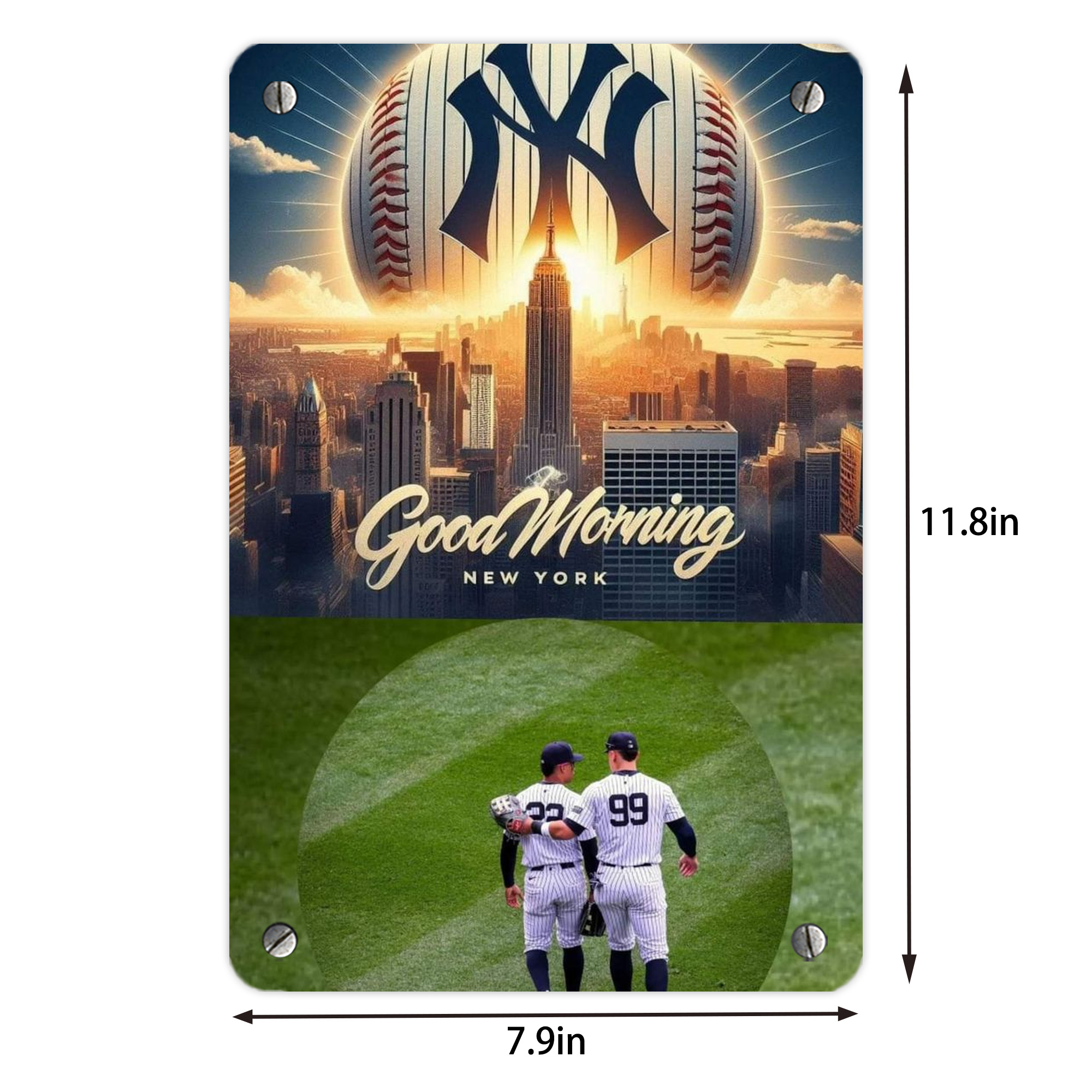 New York Yankees 218 Metal Tin Sign 8x12inch - High-Quality Full-Print Decorative Wall Art, Durable Rust-Resistant Metal Plaque For Living Room, Bedroom, Kitchen, Office, Bar Décor