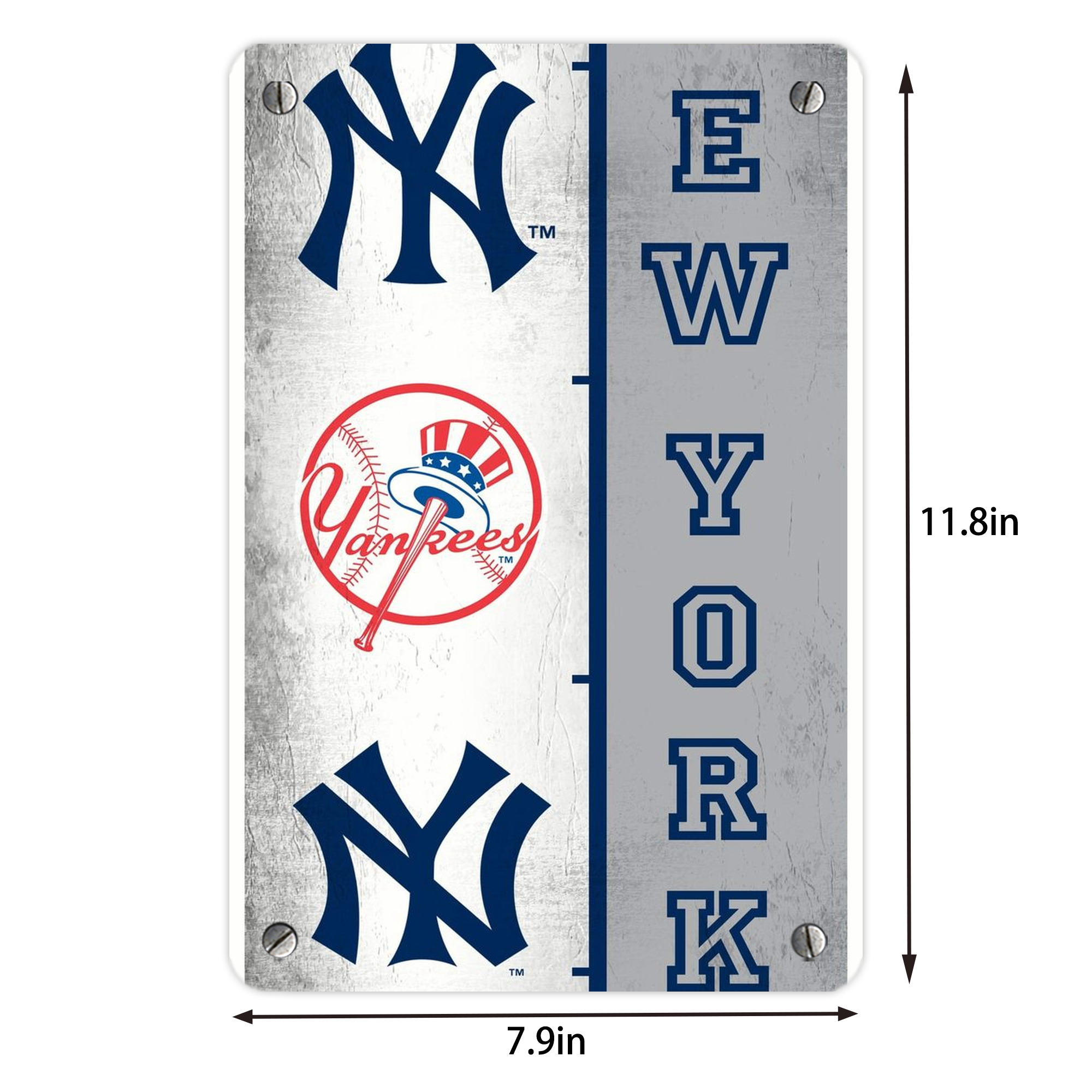 New York Yankees 217 Metal Tin Sign 8x12inch - High-Quality Full-Print Decorative Wall Art, Durable Rust-Resistant Metal Plaque For Living Room, Bedroom, Kitchen, Office, Bar Décor