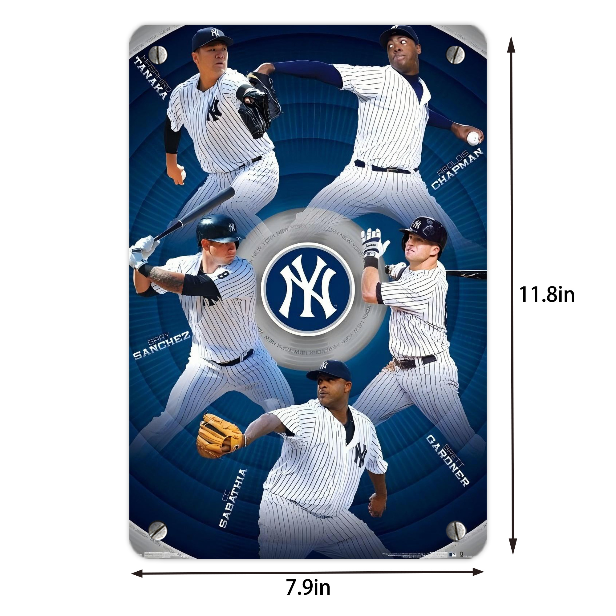 New York Yankees 222 Metal Tin Sign 8x12inch - High-Quality Full-Print Decorative Wall Art, Durable Rust-Resistant Metal Plaque For Living Room, Bedroom, Kitchen, Office, Bar Décor