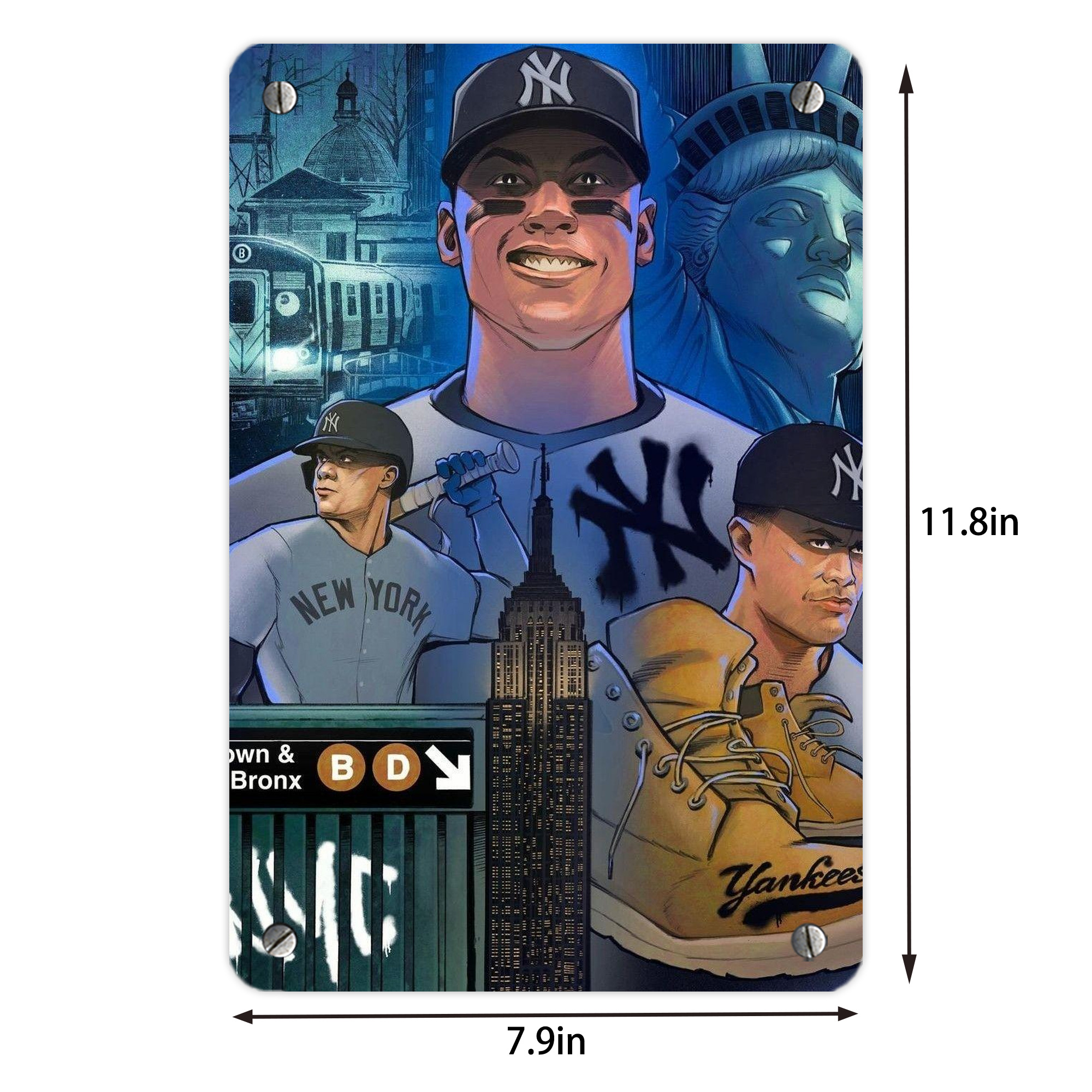 New York Yankees 298 Metal Tin Sign 8x12inch - High-Quality Full-Print Decorative Wall Art, Durable Rust-Resistant Metal Plaque For Living Room, Bedroom, Kitchen, Office, Bar Décor