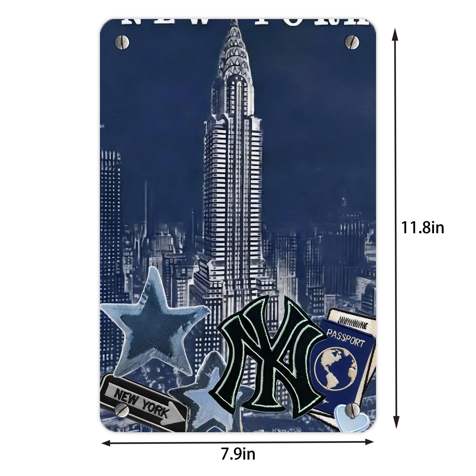 New York Yankees 331 Metal Tin Sign 8x12inch - High-Quality Full-Print Decorative Wall Art, Durable Rust-Resistant Metal Plaque For Living Room, Bedroom, Kitchen, Office, Bar Décor