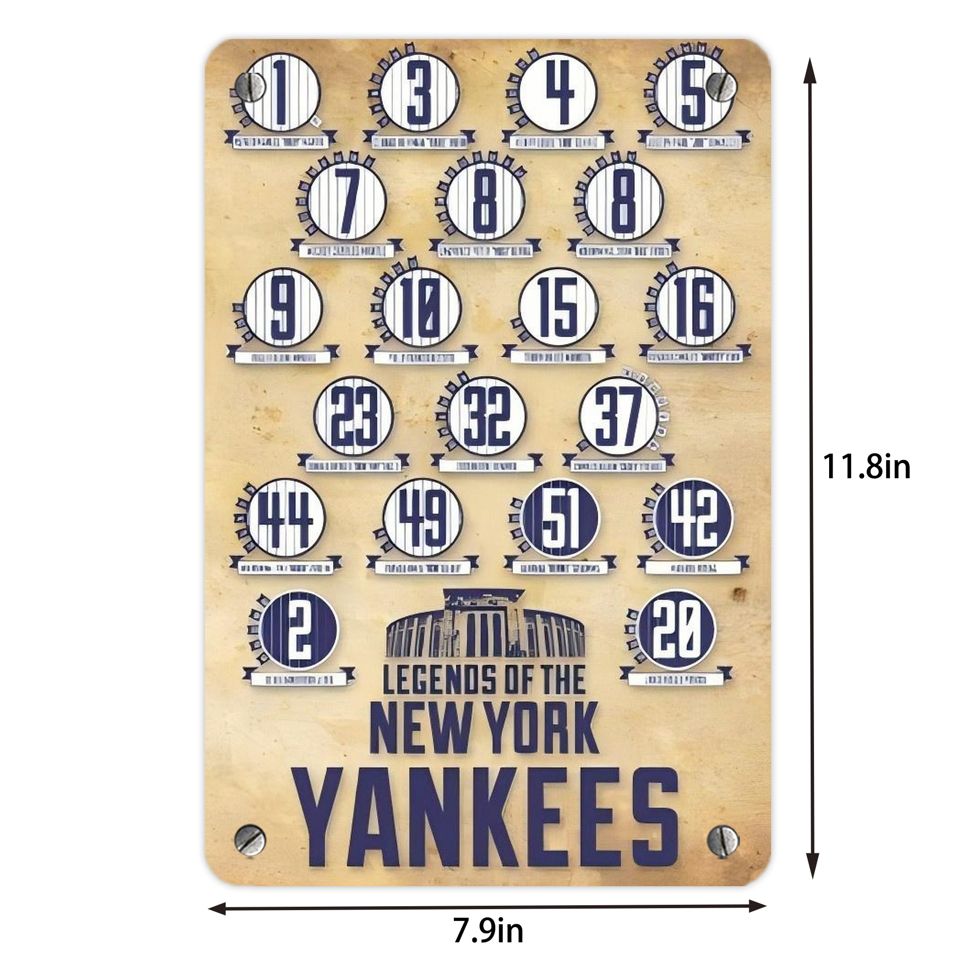 New York Yankees 339 Metal Tin Sign 8x12inch - High-Quality Full-Print Decorative Wall Art, Durable Rust-Resistant Metal Plaque For Living Room, Bedroom, Kitchen, Office, Bar Décor