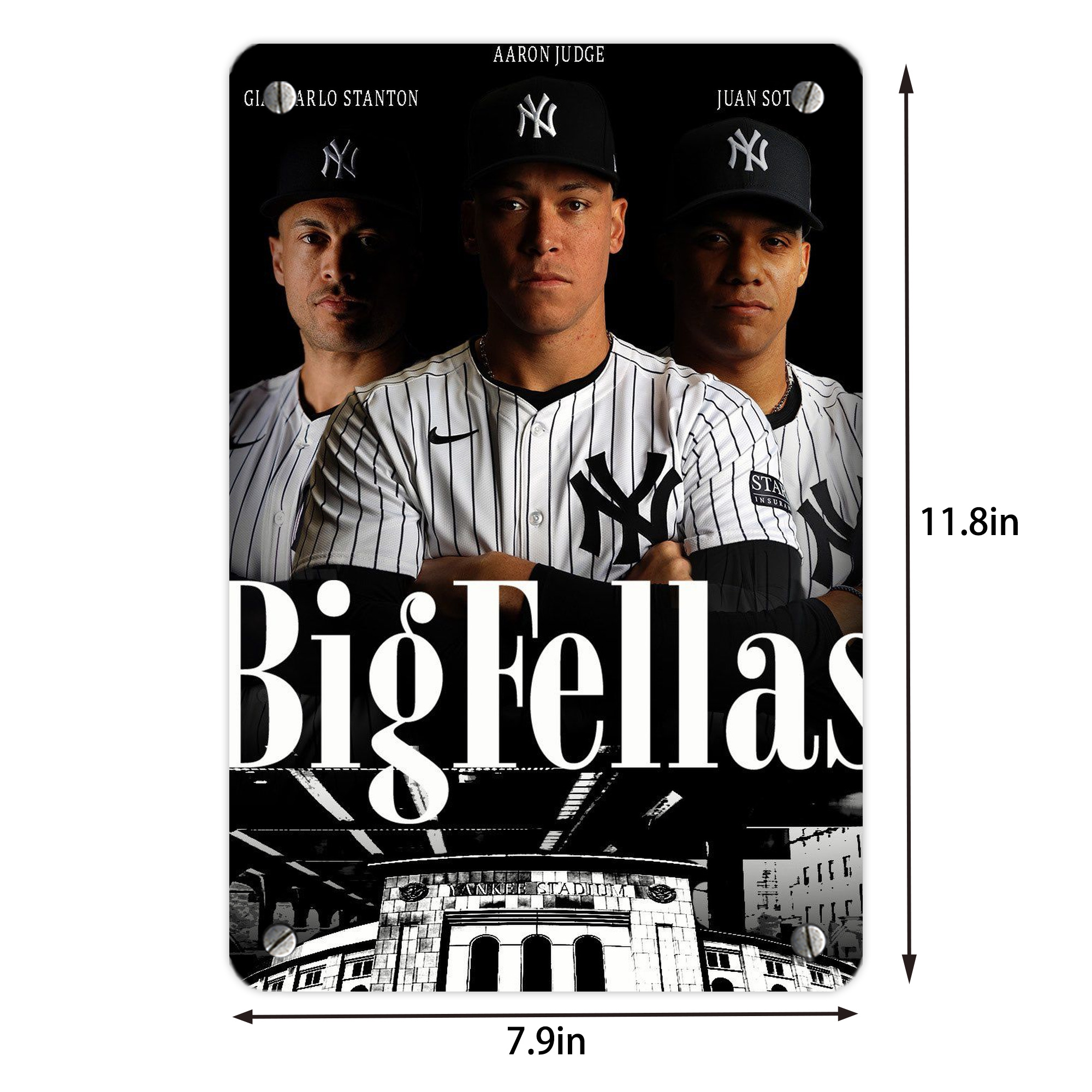 New York Yankees 341 Metal Tin Sign 8x12inch - High-Quality Full-Print Decorative Wall Art, Durable Rust-Resistant Metal Plaque For Living Room, Bedroom, Kitchen, Office, Bar Décor