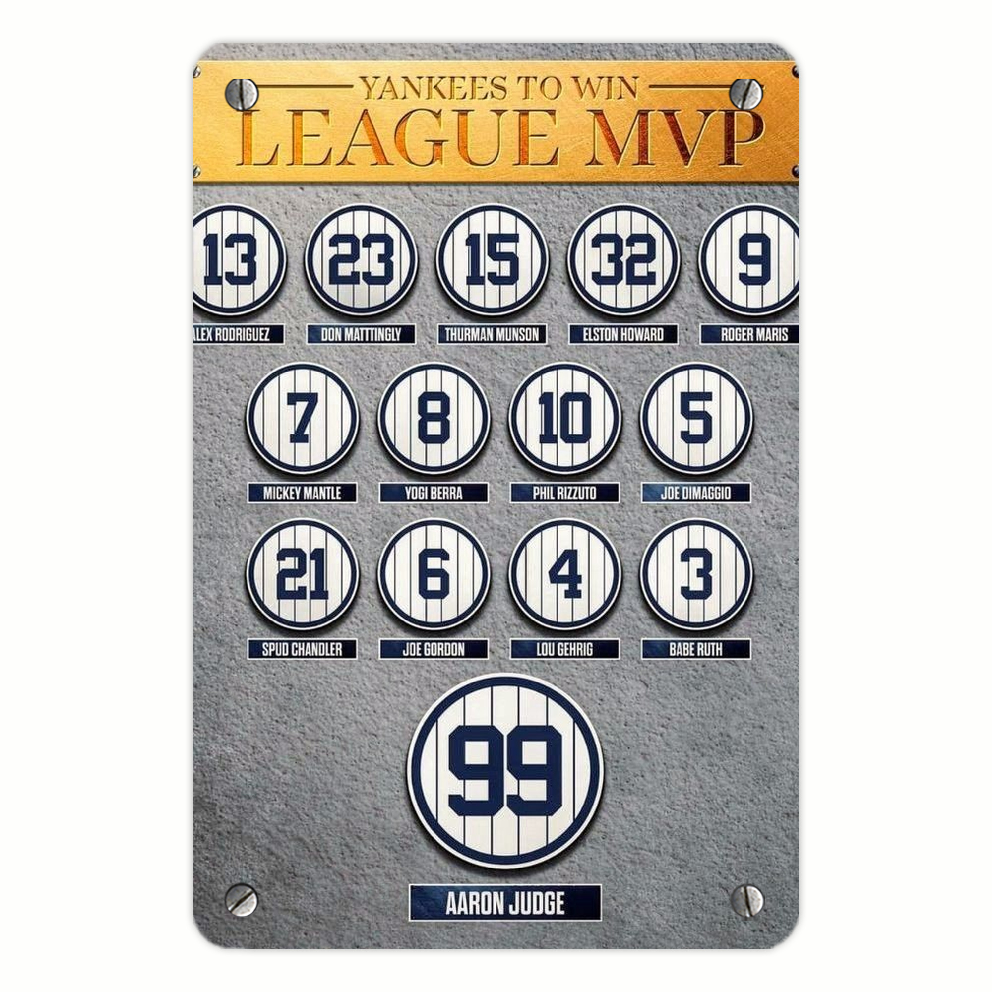 New York Yankees 107 Metal Tin Sign 8x12inch - High-Quality Full-Print Decorative Wall Art, Durable Rust-Resistant Metal Plaque For Living Room, Bedroom, Kitchen, Office, Bar Décor