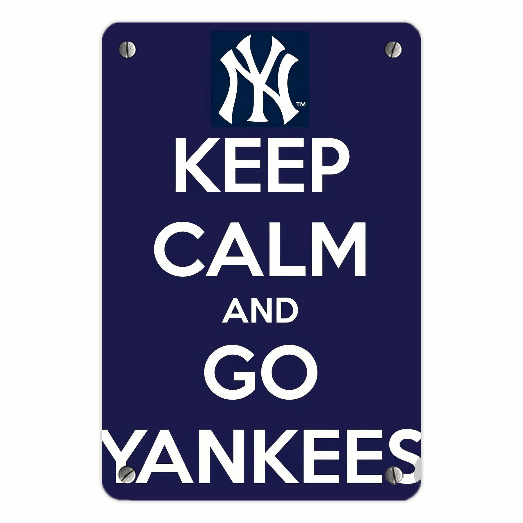 New York Yankees Keep Calm and Go Yankees Metal Tin Sign 8x12inch - High-Quality Full-Print Decorative Wall Art, Durable Rust-Resistant Metal Plaque For Living Room, Bedroom, Kitchen, Office, Bar Décor