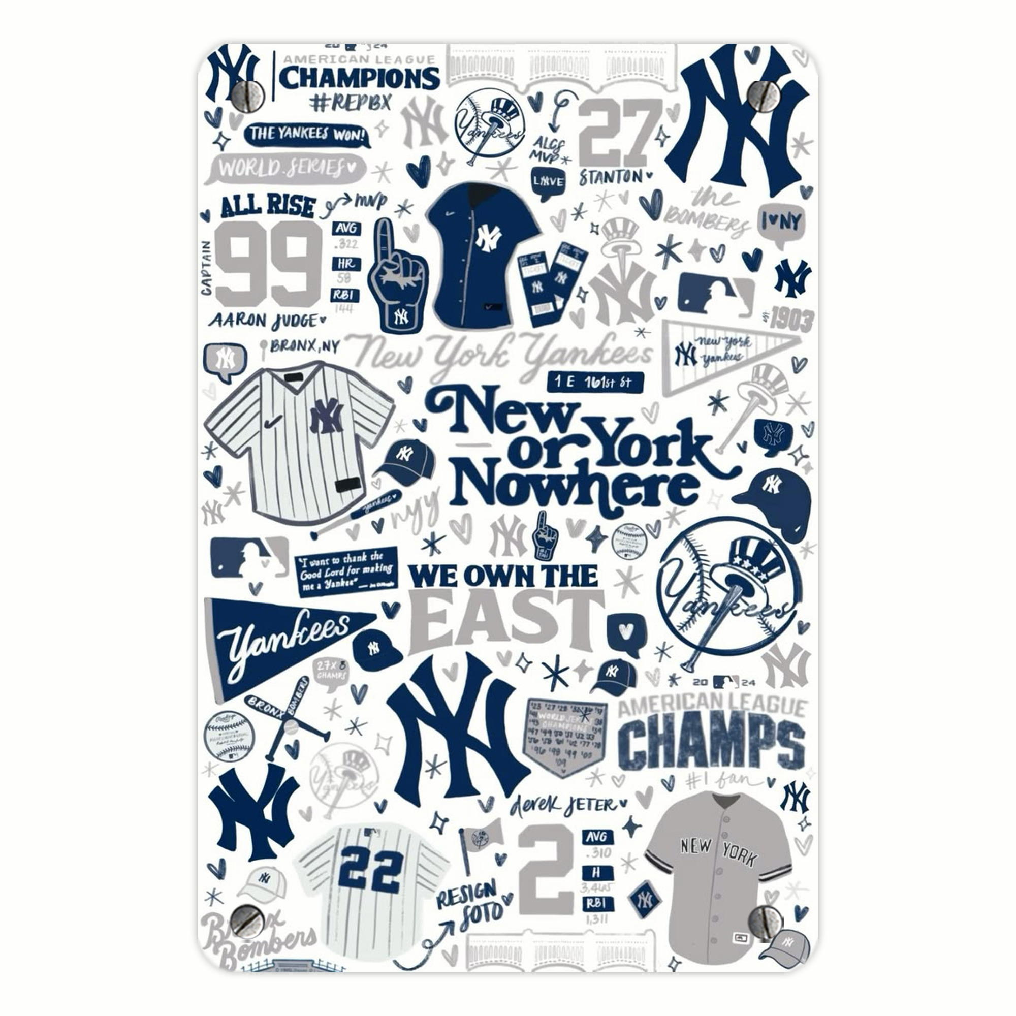 New York Yankees 113 Metal Tin Sign 8x12inch - High-Quality Full-Print Decorative Wall Art, Durable Rust-Resistant Metal Plaque For Living Room, Bedroom, Kitchen, Office, Bar Décor