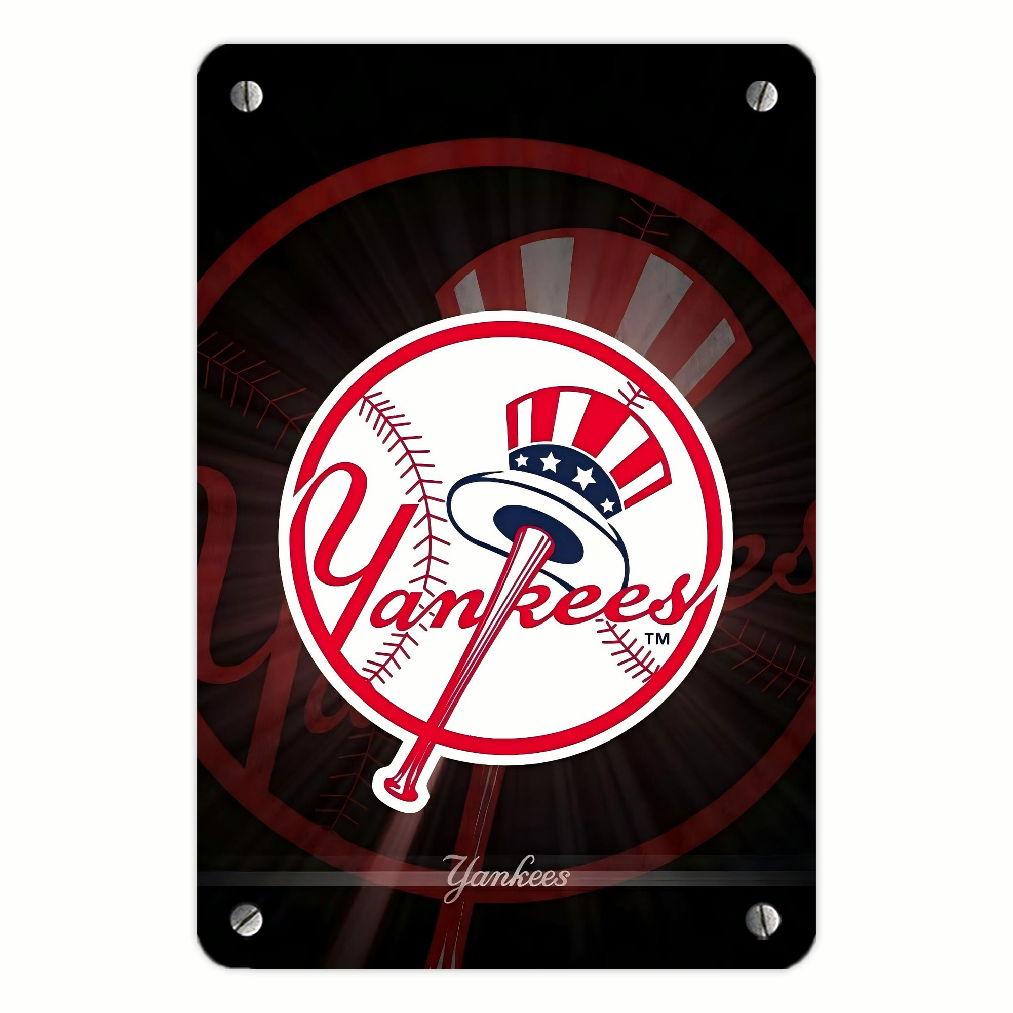 New York Yankees 124 Metal Tin Sign 8x12inch - High-Quality Full-Print Decorative Wall Art, Durable Rust-Resistant Metal Plaque For Living Room, Bedroom, Kitchen, Office, Bar Décor