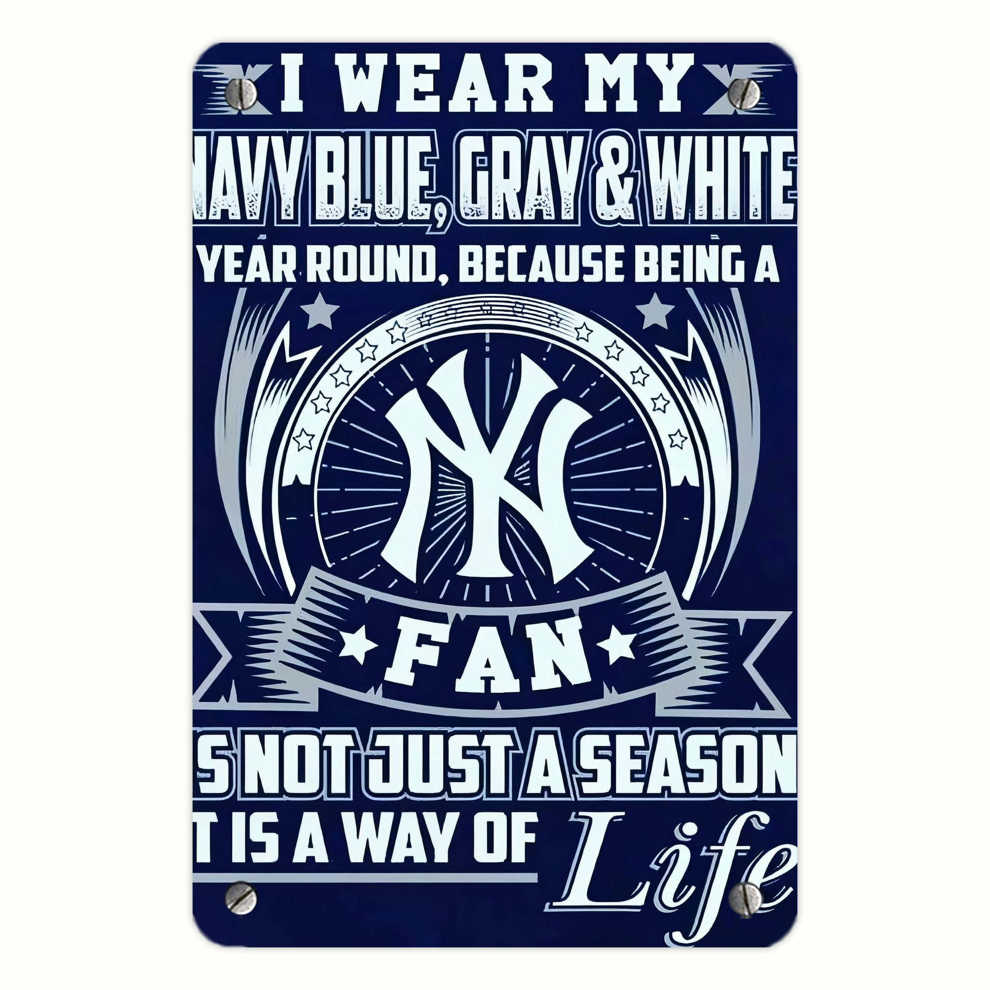 New York Yankees 194 Metal Tin Sign 8x12inch - High-Quality Full-Print Decorative Wall Art, Durable Rust-Resistant Metal Plaque For Living Room, Bedroom, Kitchen, Office, Bar Décor