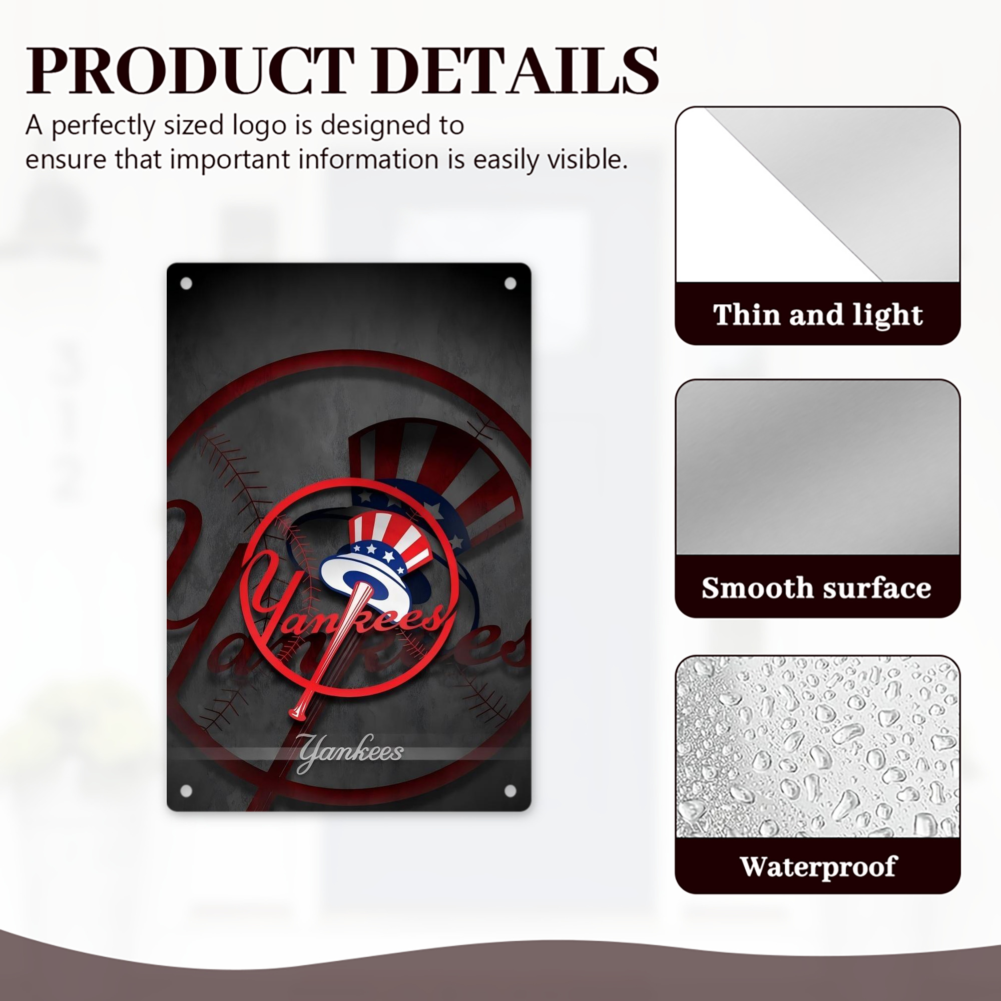 New York Yankees 97 8x12inch Vertical Aluminum Sign - Durable Fade-Resistant Indoor/Outdoor Safety & Information Plaque For Office, Hotel, Restaurant, Bar, Public Spaces