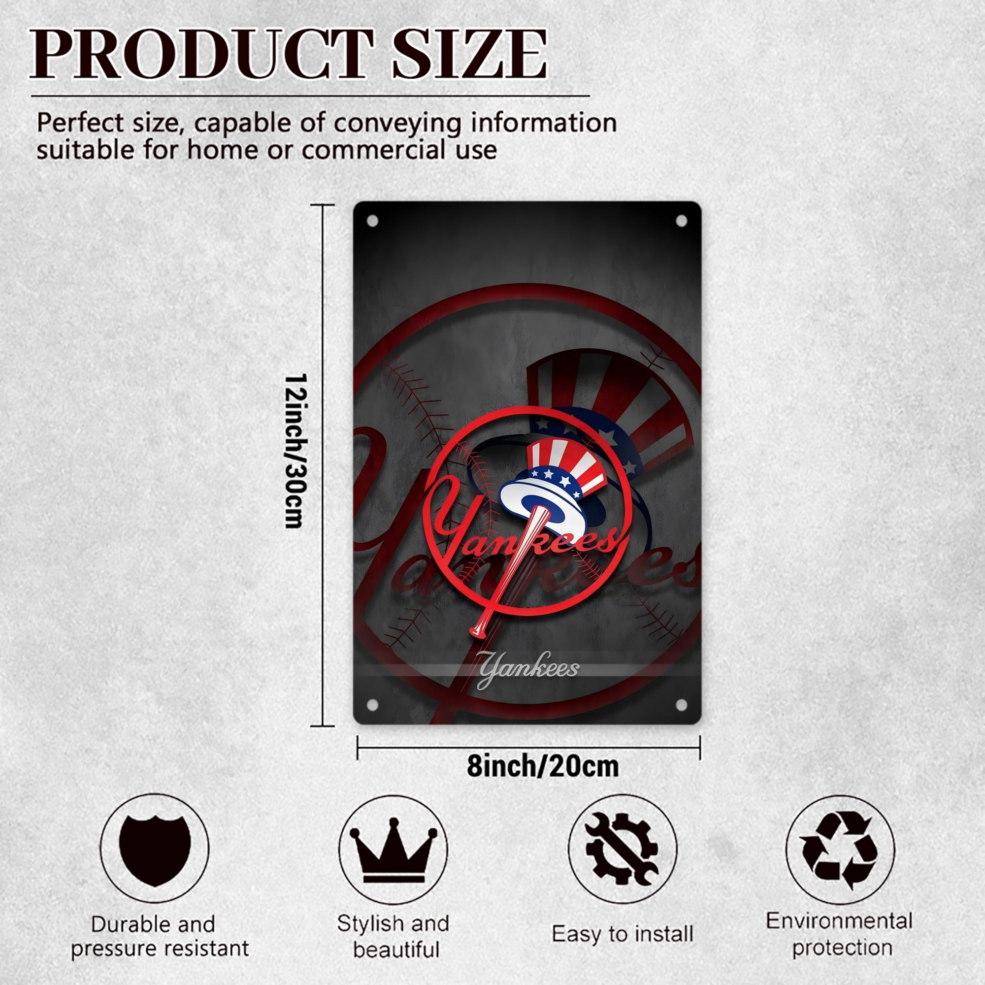 New York Yankees 97 8x12inch Vertical Aluminum Sign - Durable Fade-Resistant Indoor/Outdoor Safety & Information Plaque For Office, Hotel, Restaurant, Bar, Public Spaces