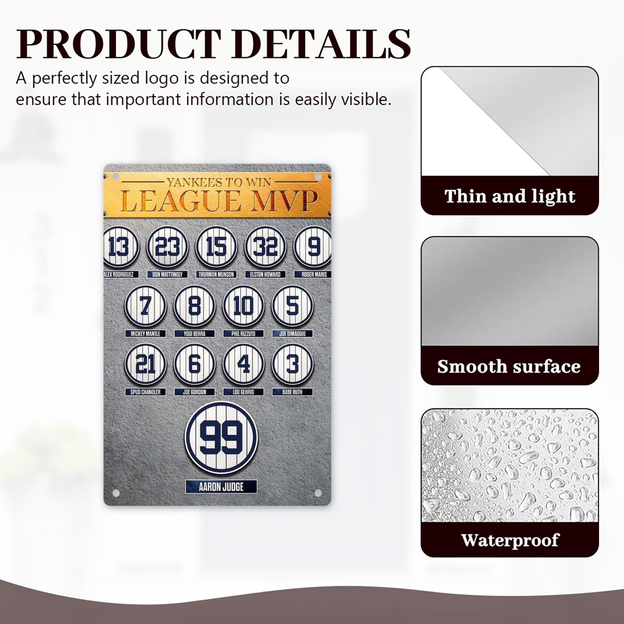 New York Yankees 107 8x12inch Vertical Aluminum Sign - Durable Fade-Resistant Indoor/Outdoor Safety & Information Plaque For Office, Hotel, Restaurant, Bar, Public Spaces