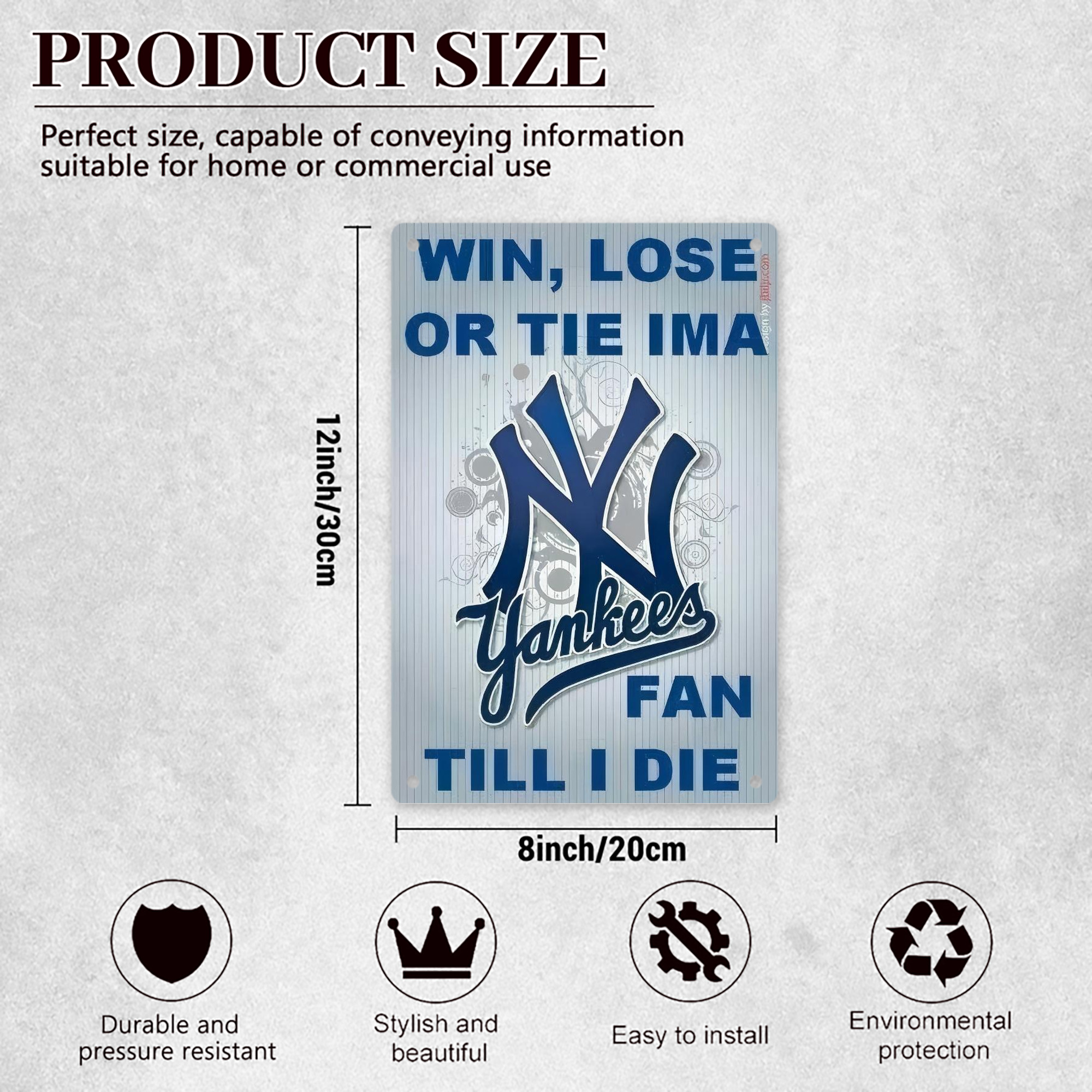 New York Yankees 100 8x12inch Vertical Aluminum Sign - Durable Fade-Resistant Indoor/Outdoor Safety & Information Plaque For Office, Hotel, Restaurant, Bar, Public Spaces