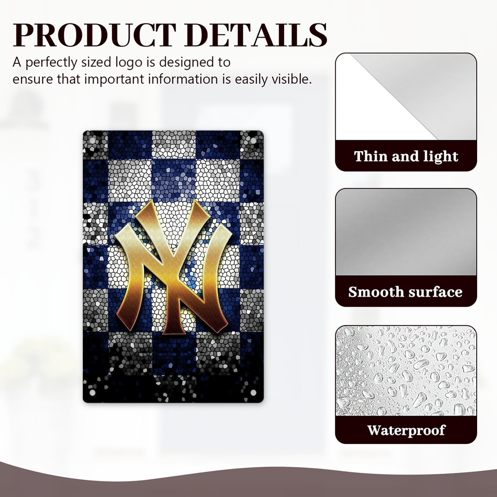 New York Yankees 129 8x12inch Vertical Aluminum Sign - Durable Fade-Resistant Indoor/Outdoor Safety & Information Plaque For Office, Hotel, Restaurant, Bar, Public Spaces